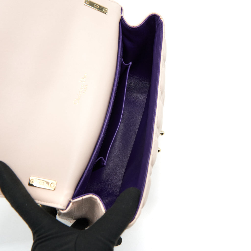 CHRISTIAN DIOR CANNAGE LEATHER MISS DIOR FLAP BAG IN LIGHT PINK LGHW