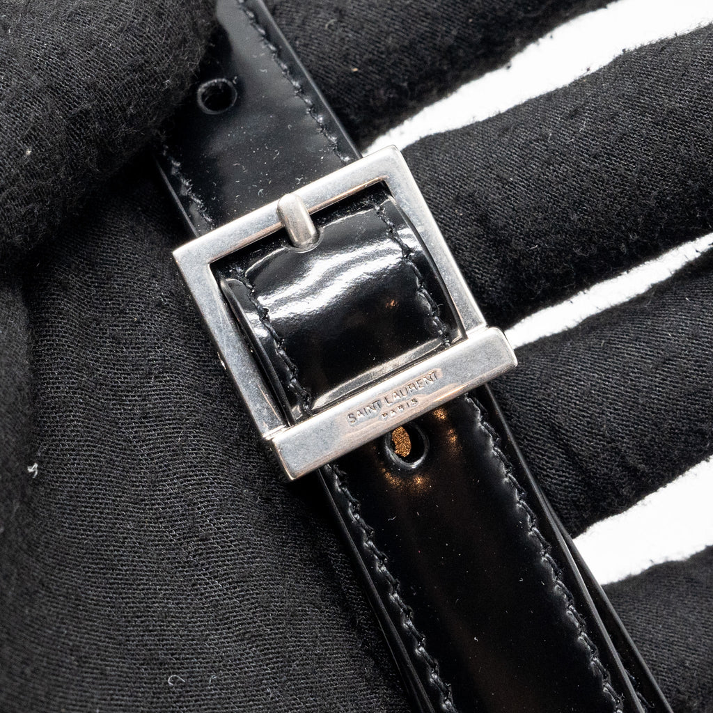 SAINT LAURENT LE 5 A 7 SHINY CALFSKIN BLACK SHW