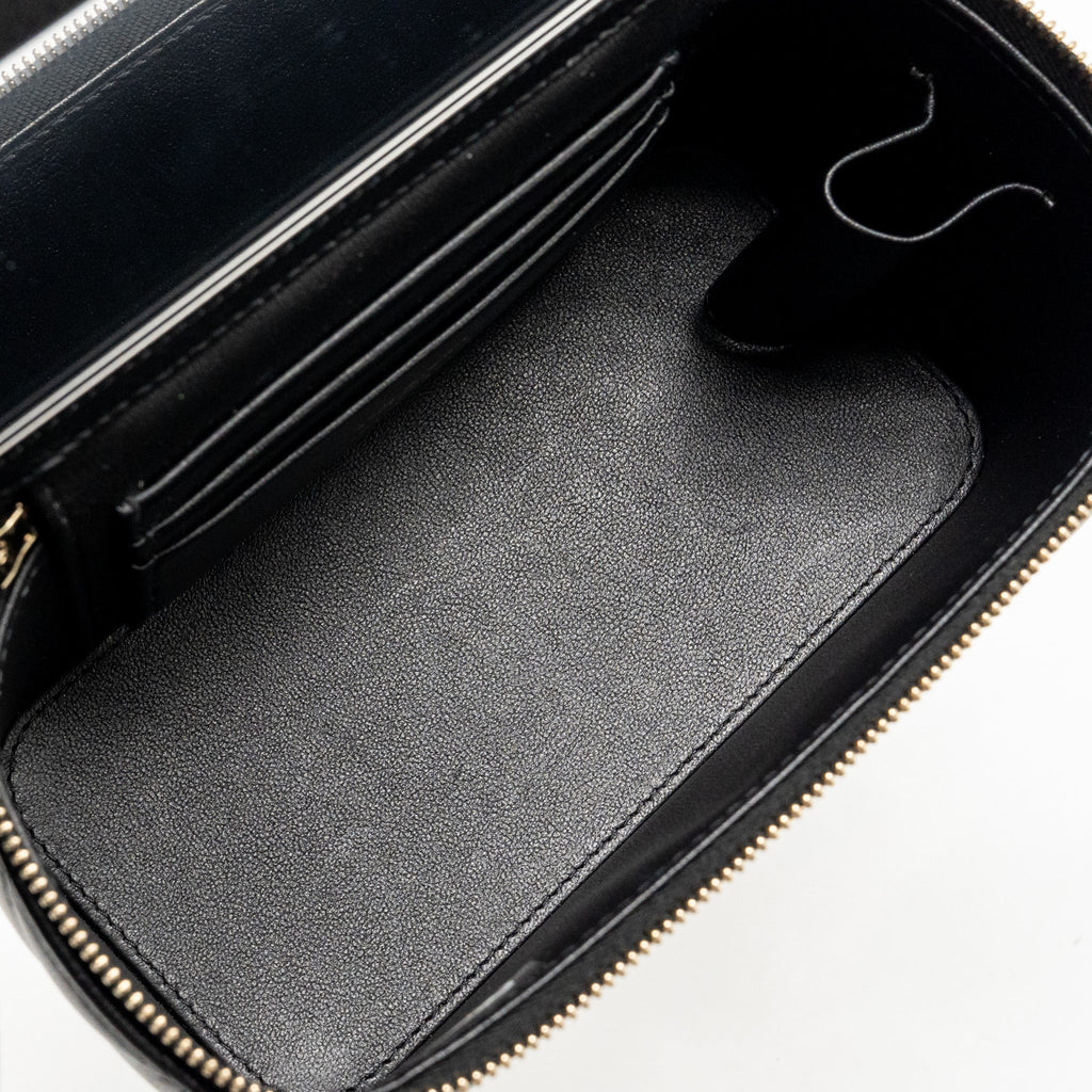 CHANEL TOP HANDLE LONG VANITY LAMBSKIN BLACK GHW(MICROCHIP)