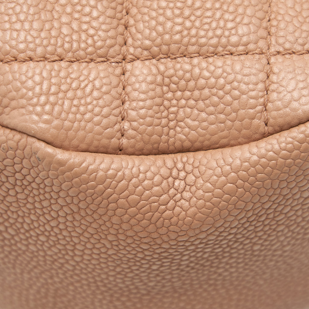 CHANEL ROUND FLAP BAG CAVIAR DARK BEIGE GHW