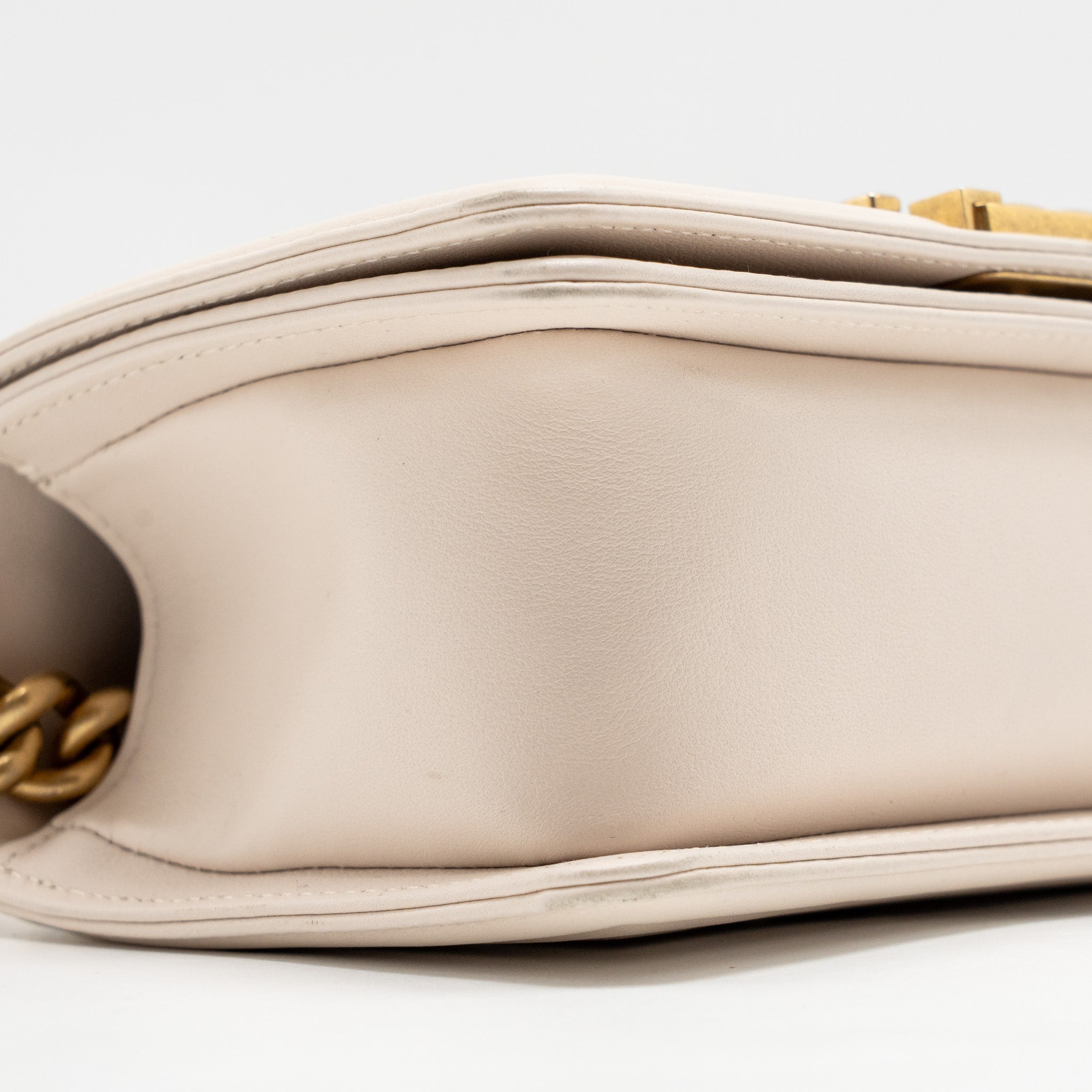 CHANEL SMALL BOY BAG LAMBSKIN CREAM WHITE GHW