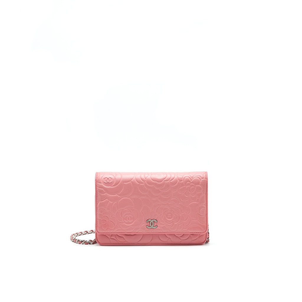CHANEL CAMELIA WALLET ON CHAIN PINK SHW
