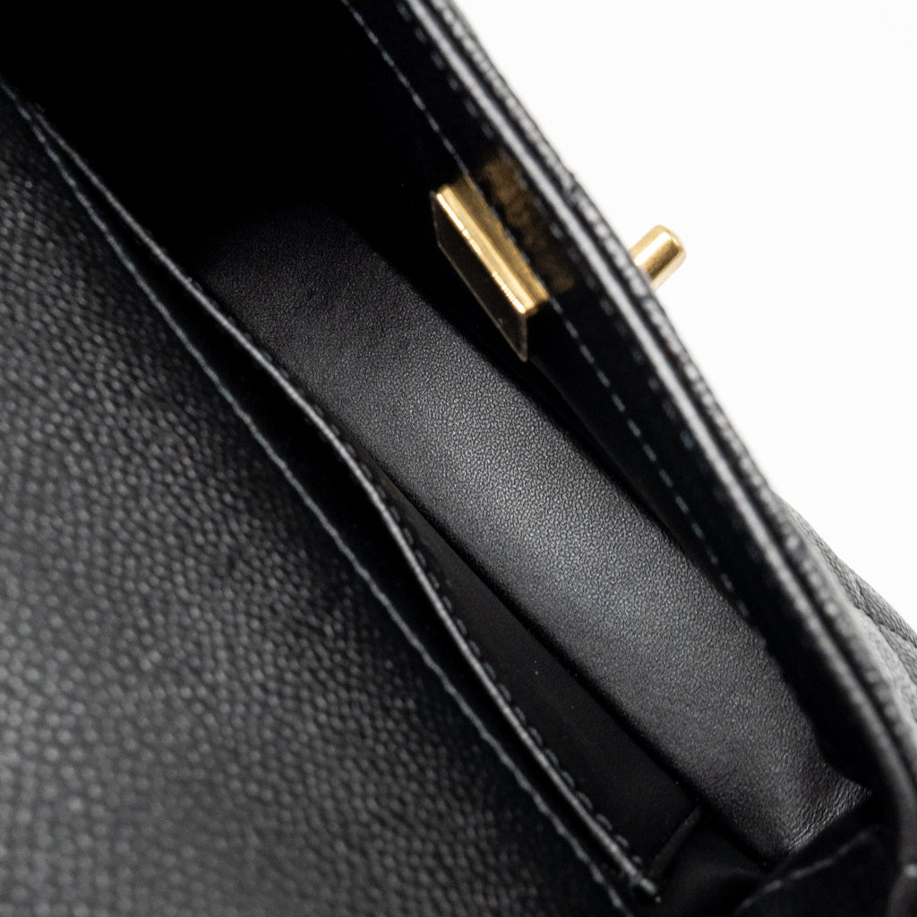 CHANEL COCO LOVE FLAP BAG ADJUSTABLE CHAIN CAVIAR BLACK GHW (MICROCHIP)