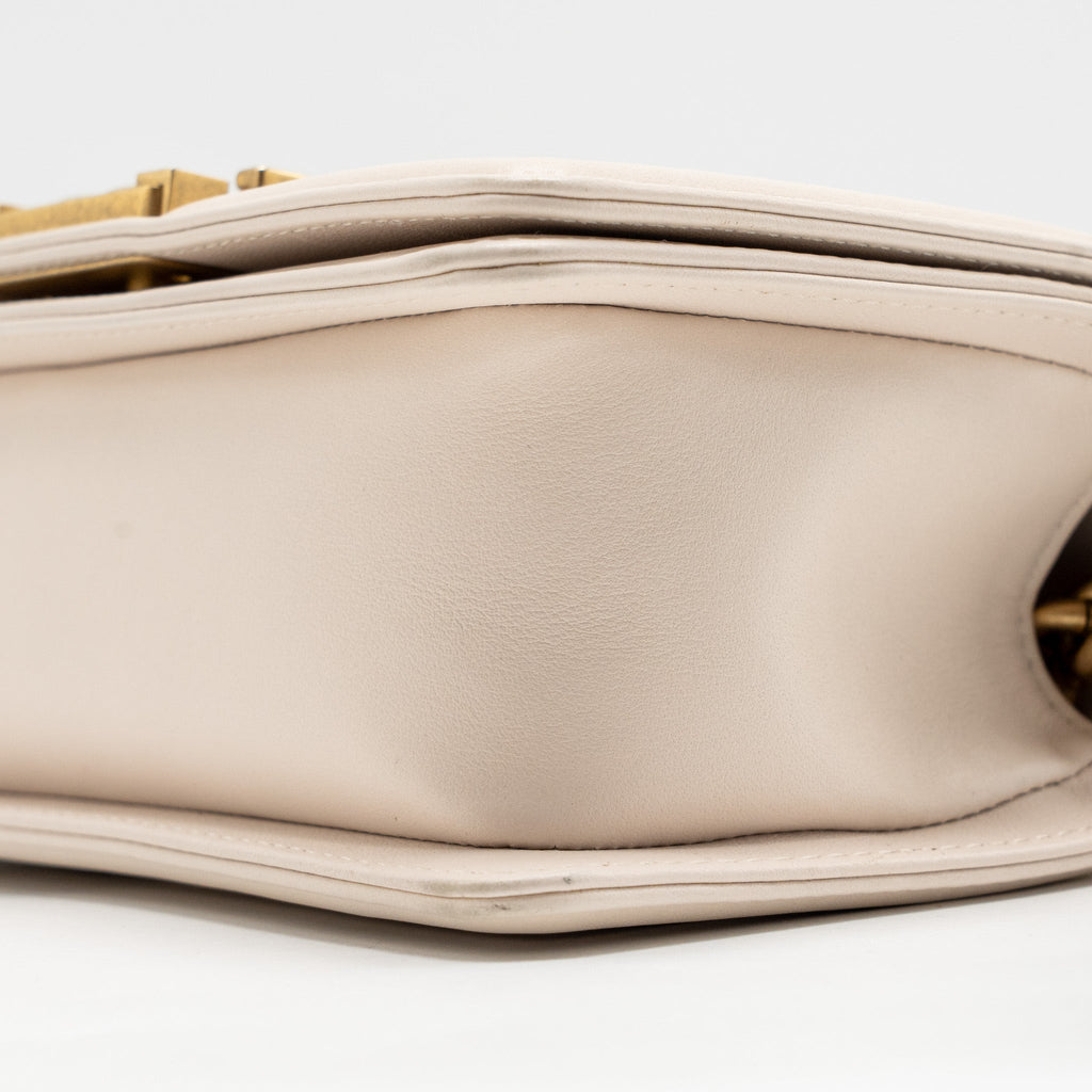 CHANEL SMALL BOY BAG LAMBSKIN CREAM WHITE GHW