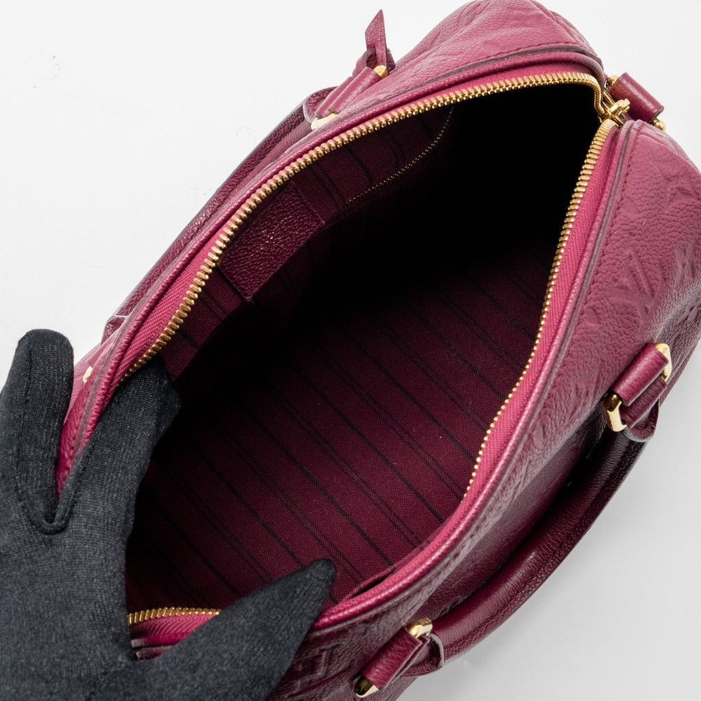LOUIS VUITTON SPEEDY 25 BANDOULIERE MONOGRAM EMPREINTE PURPLE GHW