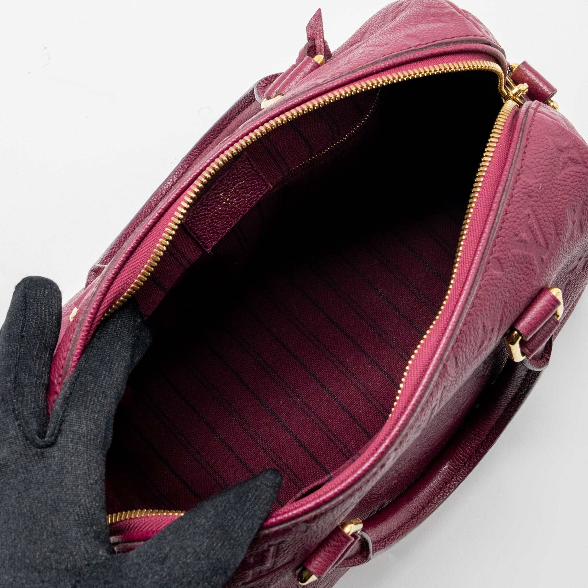 LOUIS VUITTON SPEEDY 25 BANDOULIERE MONOGRAM EMPREINTE PURPLE GHW