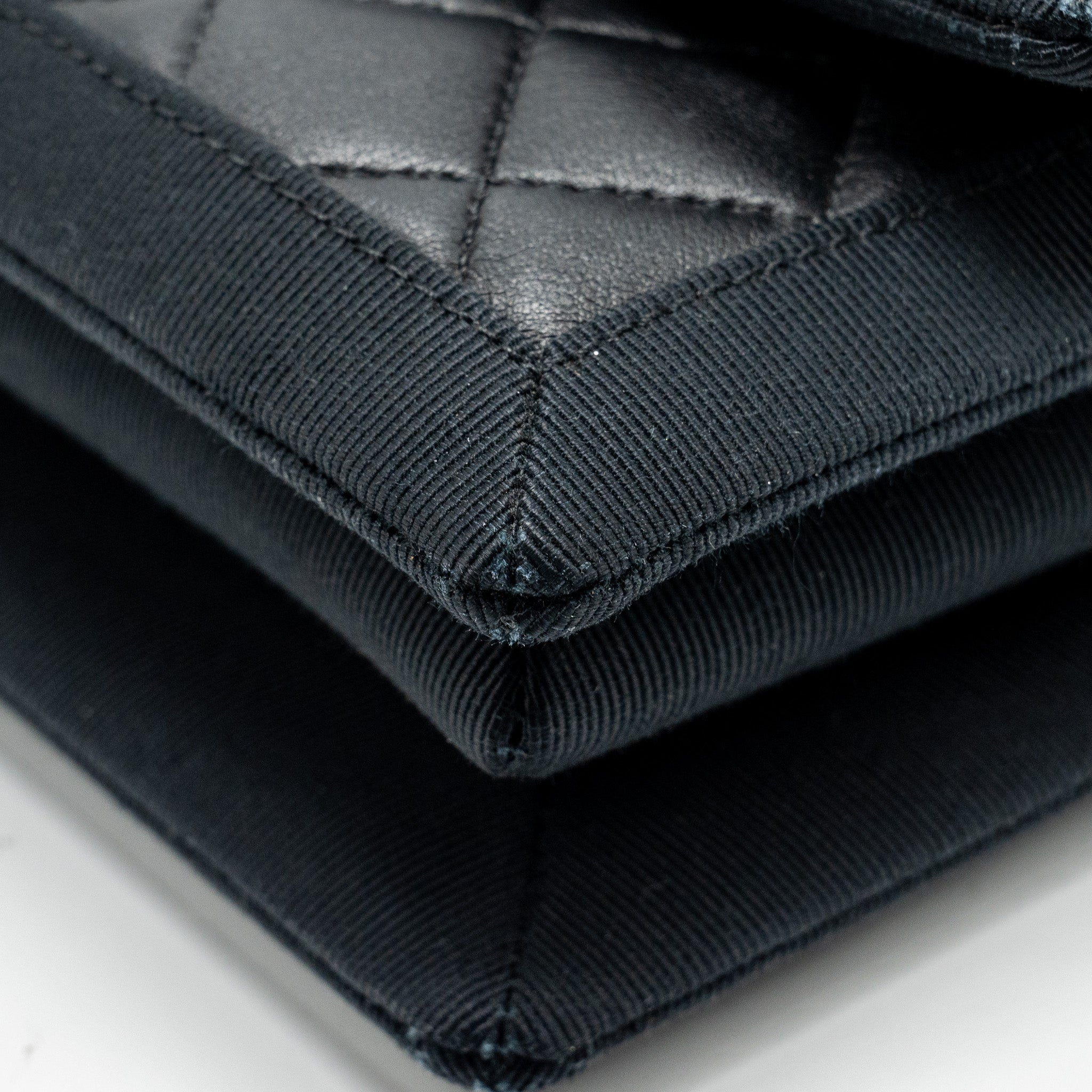 CHANEL QUILTED FLAP BAG LAMBSKIN/FABRIC SO BLACK