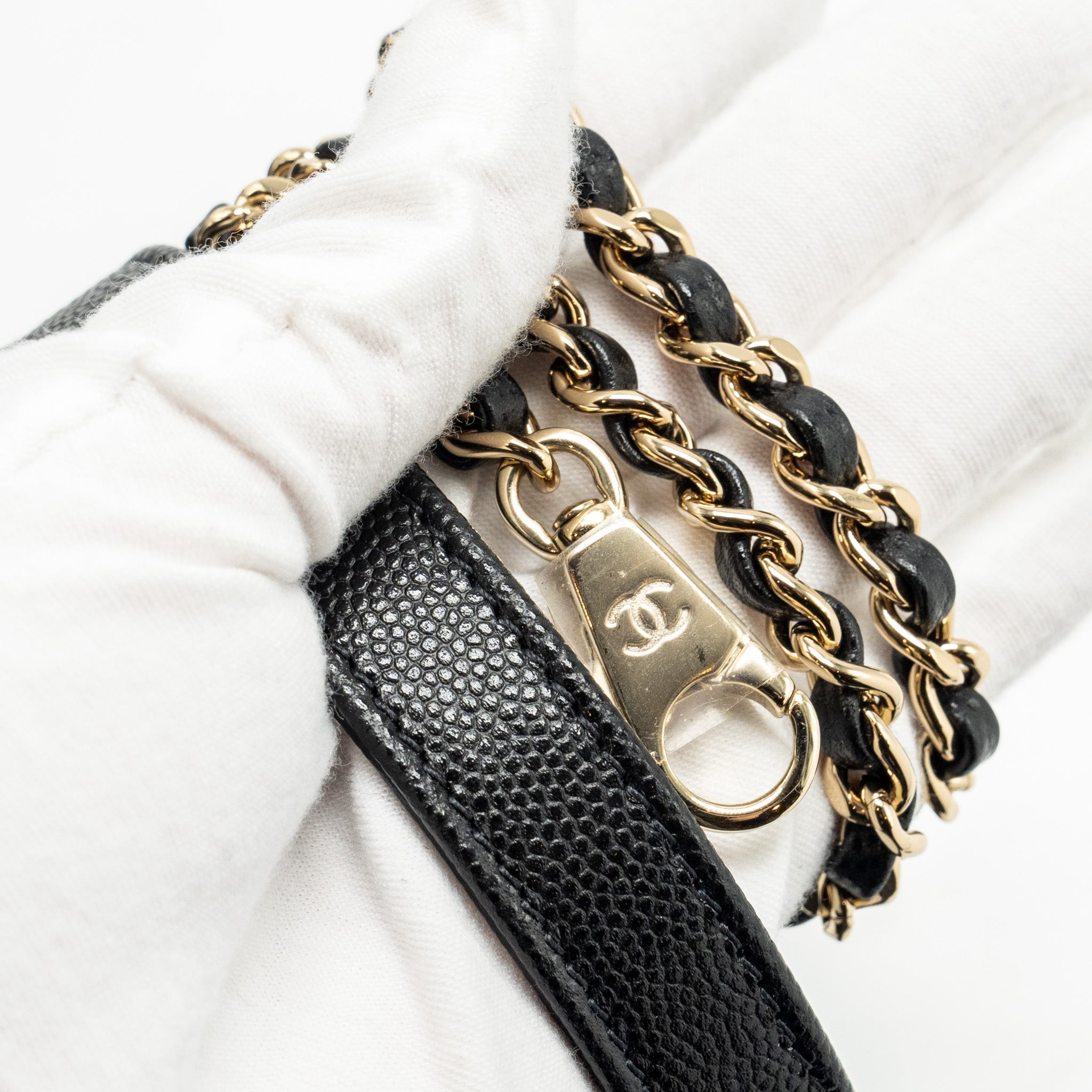 CHANEL SMALL COCO HANDLE WITH LIZARD EMBOSSED HANDLE CAVIAR BLACK LGHW