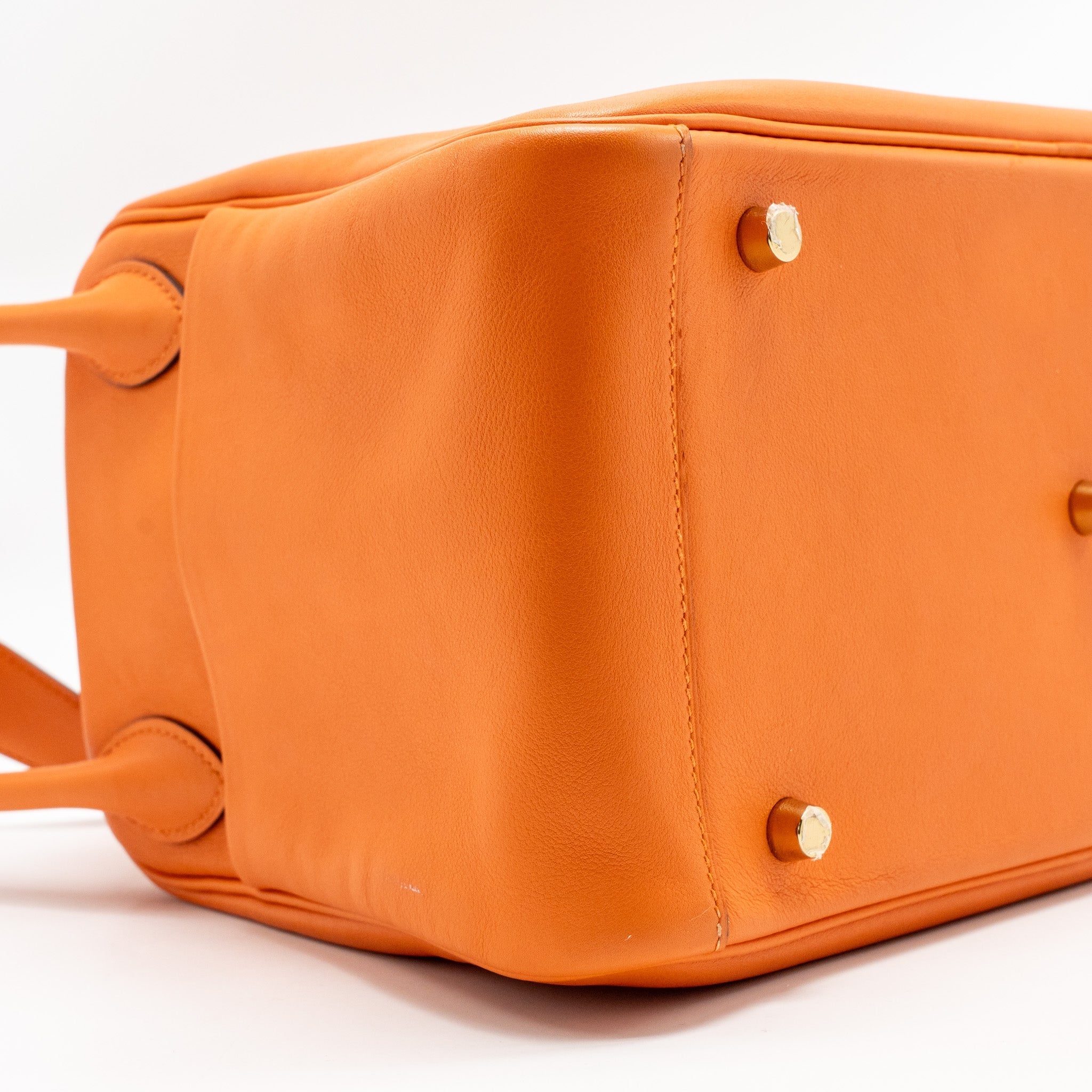 HERMES LINDY 30 SWIFT LEATHER ORANGE / RED LGHW