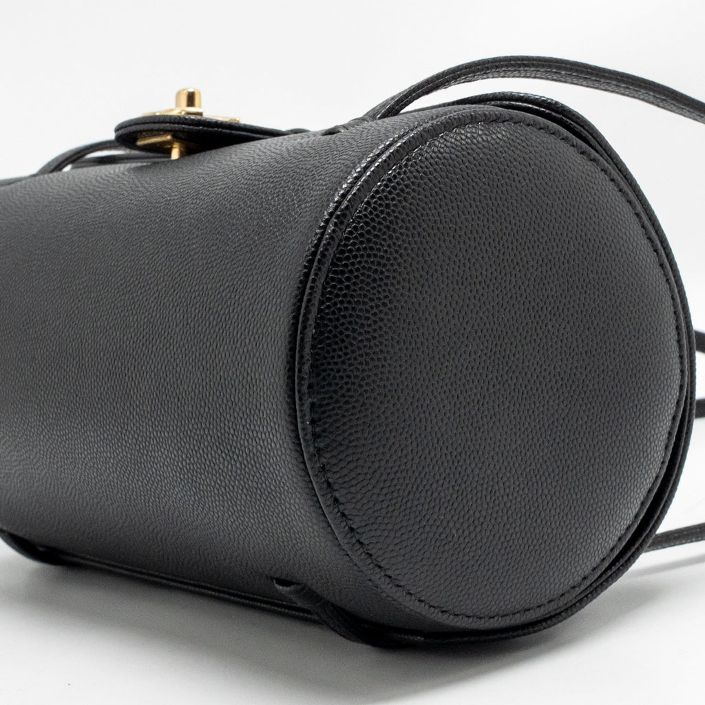 CHANEL 26P PREPPY BOWLING SHOULDER BAG CAVIAR BLACK GHW (MICROCHIP)