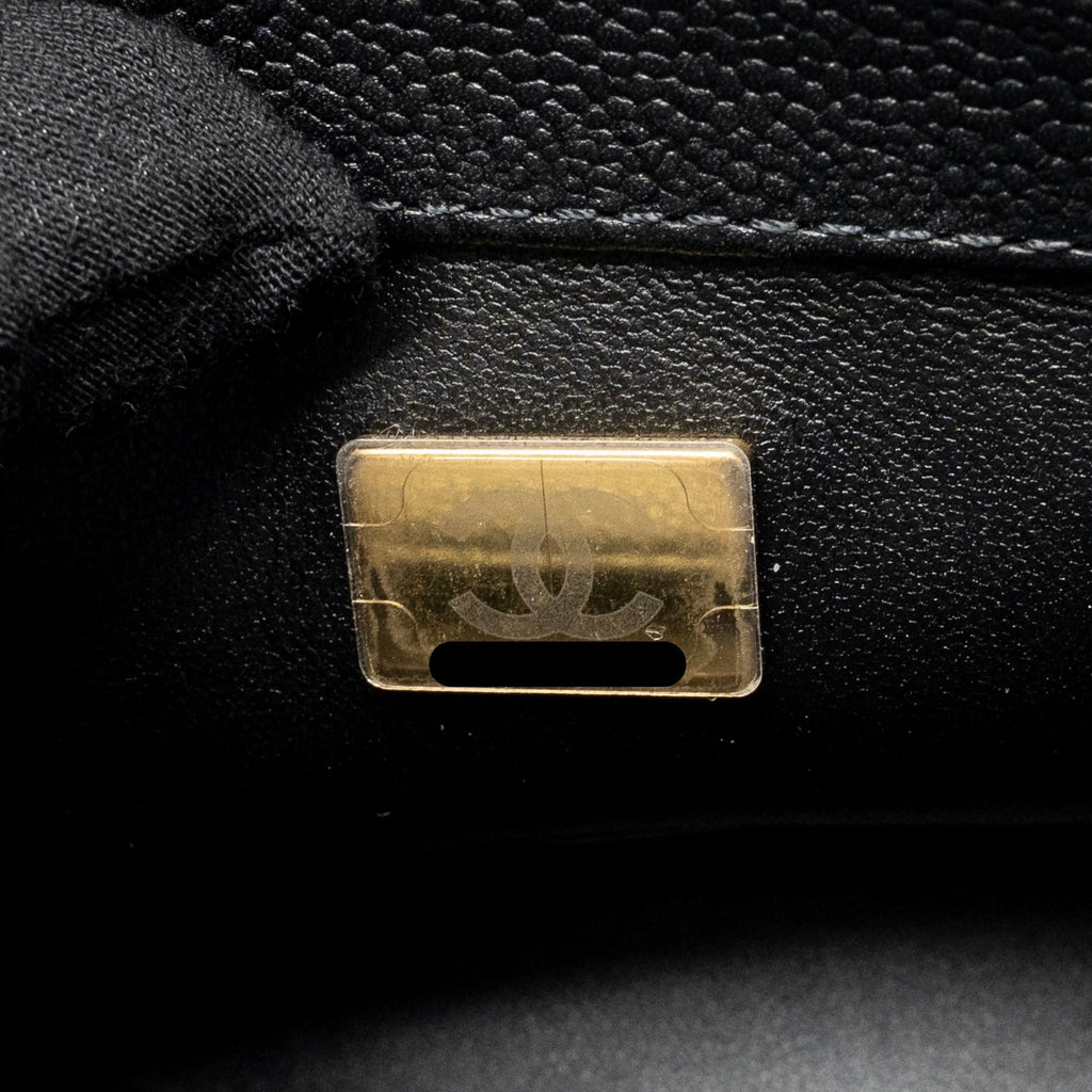 CHANEL COCO LOVE FLAP BAG ADJUSTABLE CHAIN CAVIAR BLACK GHW (MICROCHIP)
