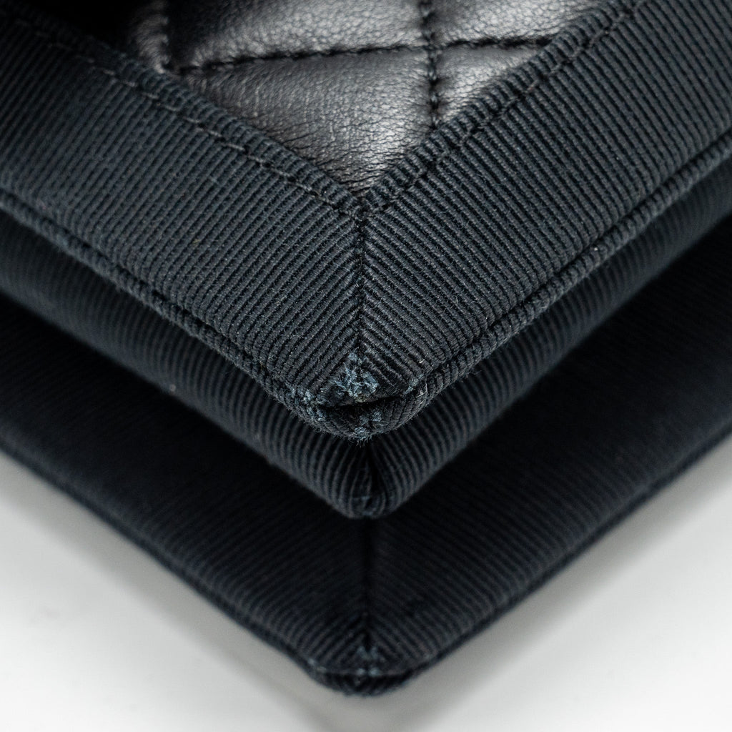 CHANEL QUILTED FLAP BAG LAMBSKIN/FABRIC SO BLACK