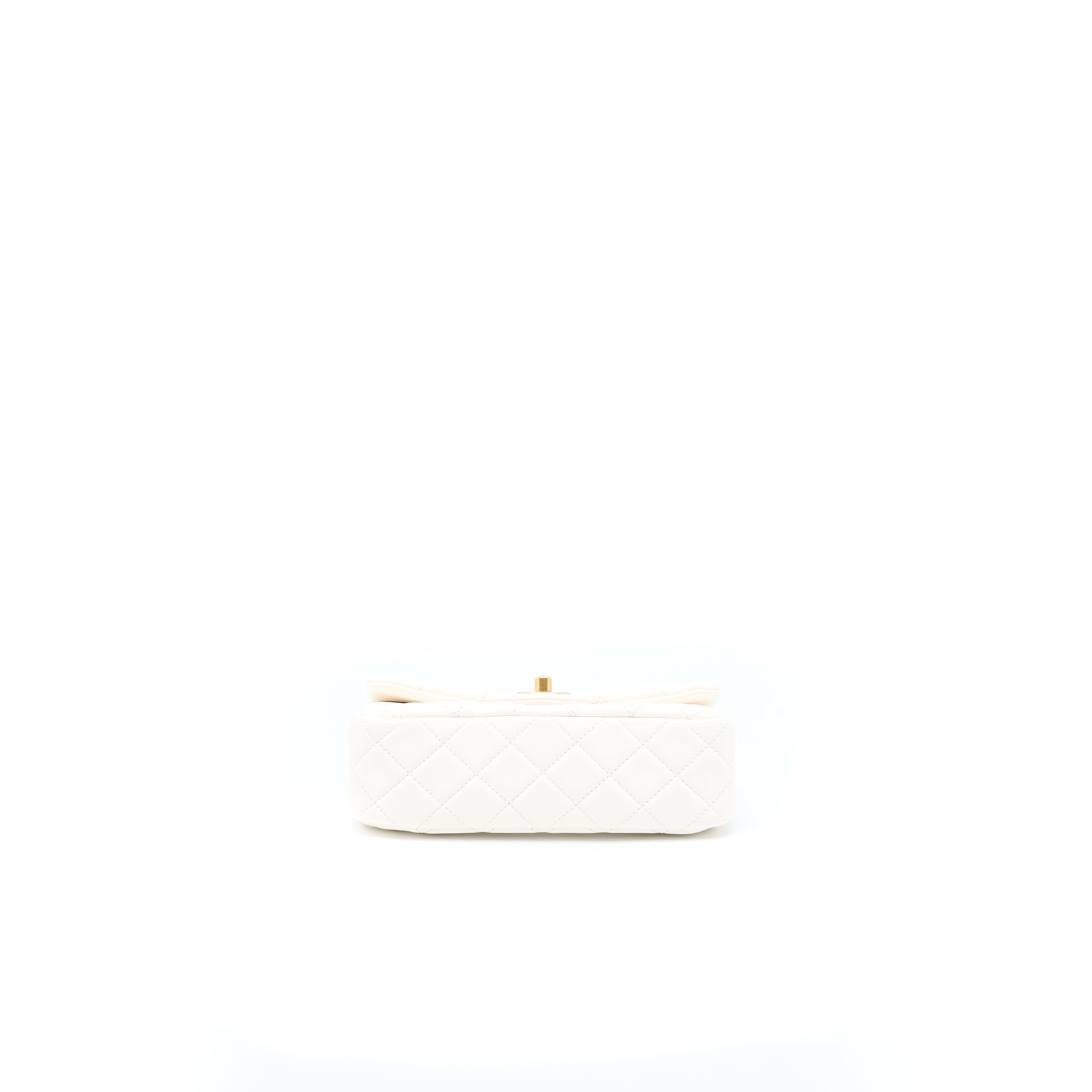 CHANEL PEARL CRUSH MINI RECTANGULAR LAMBSKIN WHITE GHW (MICROCHIP)