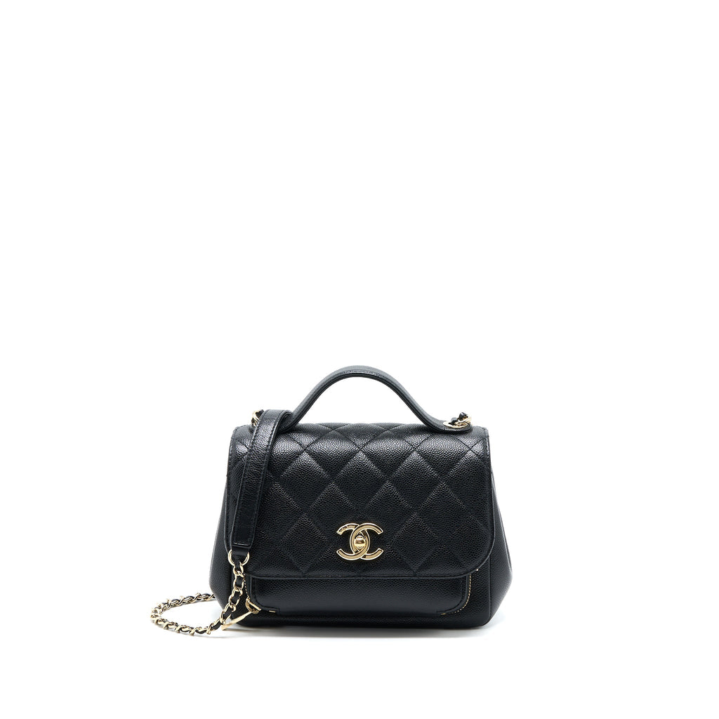 CHANEL SMALL BUSINESS AFFINITY CAVIAR BLACK LGHW (MICROCHIP)