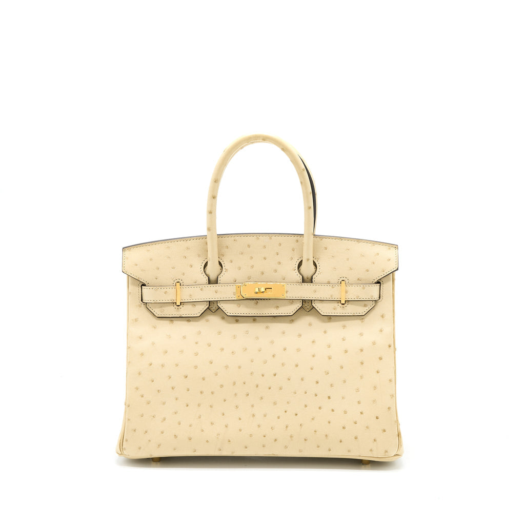 HERMES BIRKIN 30 OSTRICH 3C PARCHEMIN GHW