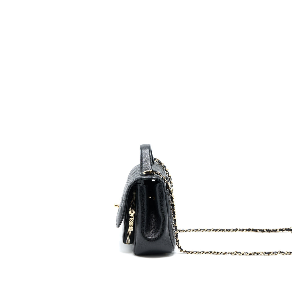CHANEL SMALL BUSINESS AFFINITY CAVIAR BLACK LGHW (MICROCHIP)