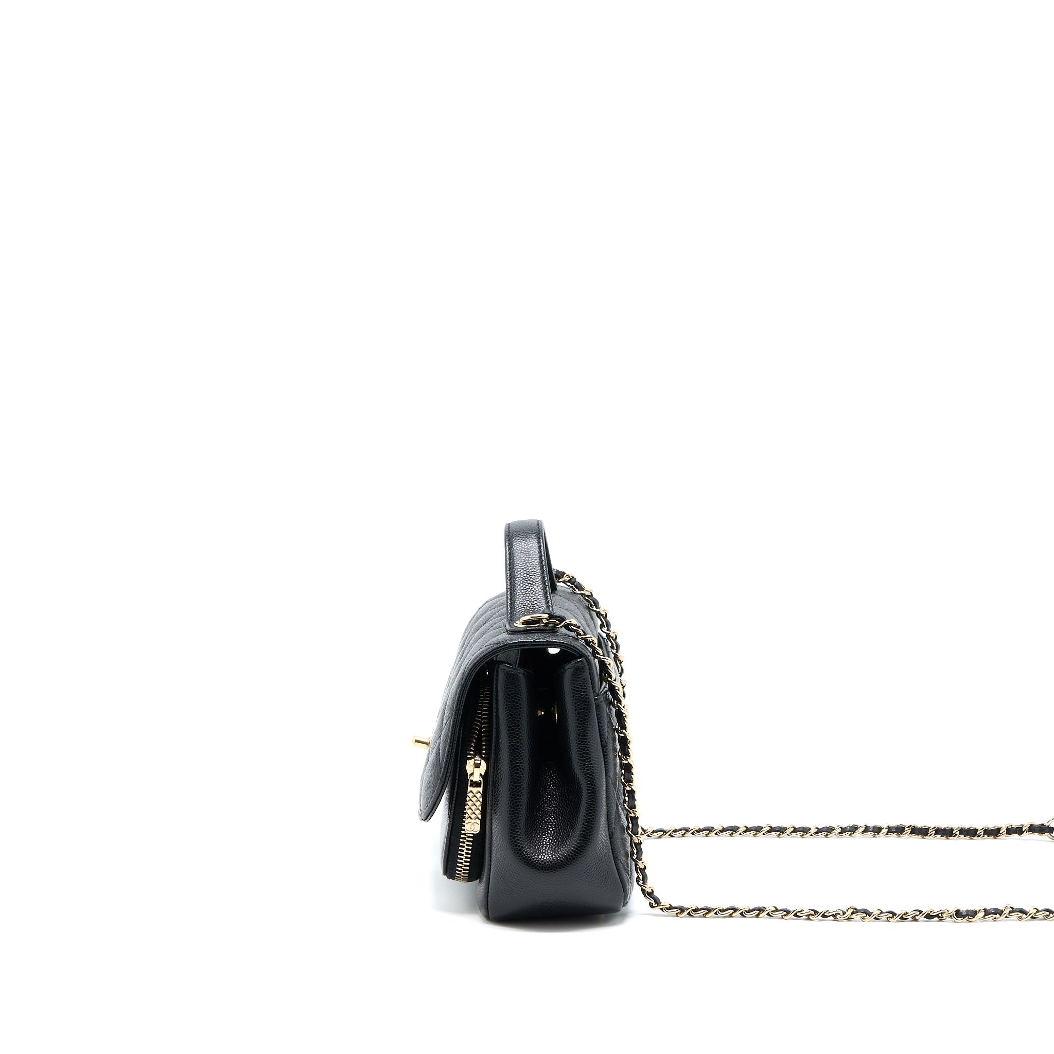 CHANEL SMALL BUSINESS AFFINITY CAVIAR BLACK LGHW (MICROCHIP)