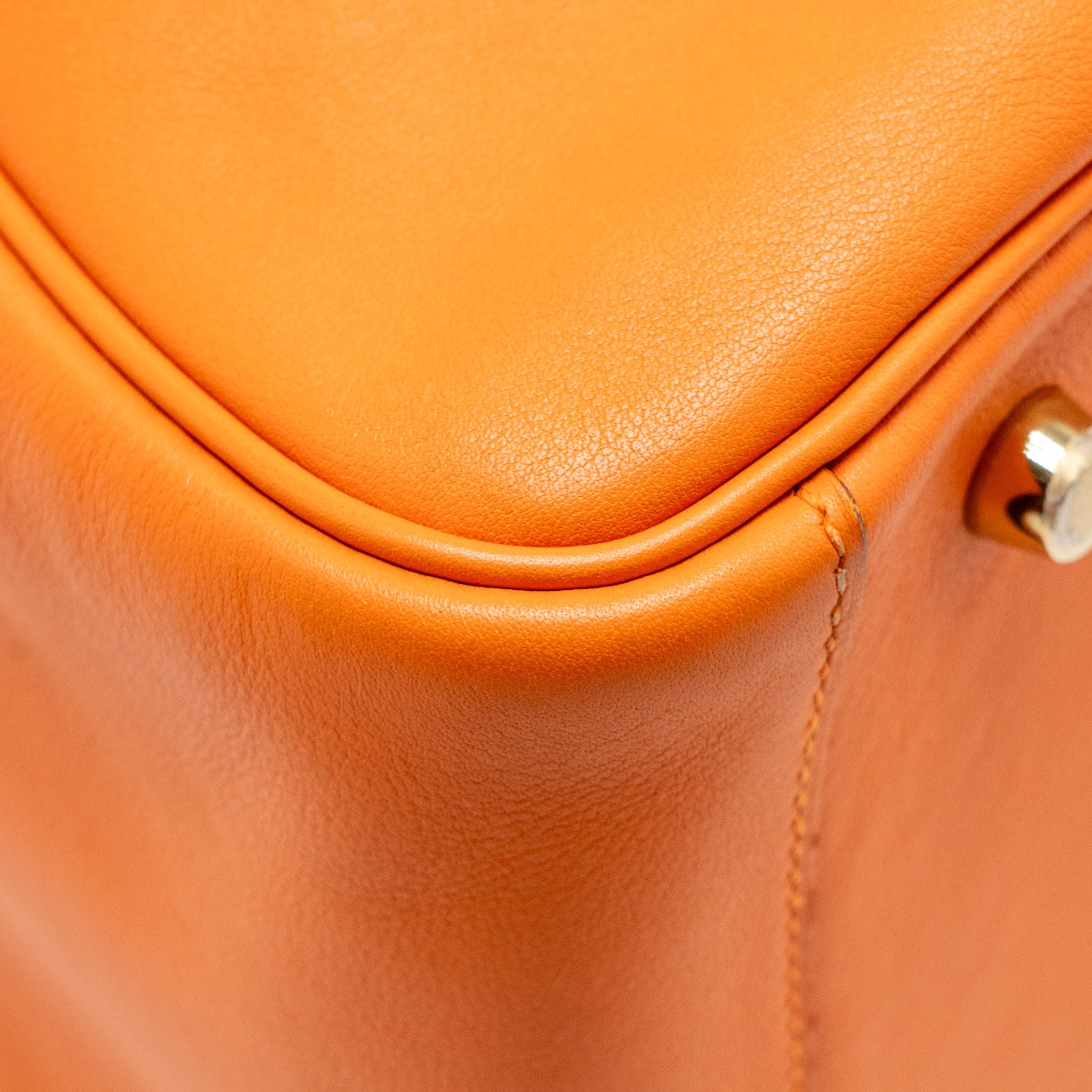 HERMES LINDY 30 SWIFT LEATHER ORANGE / RED LGHW