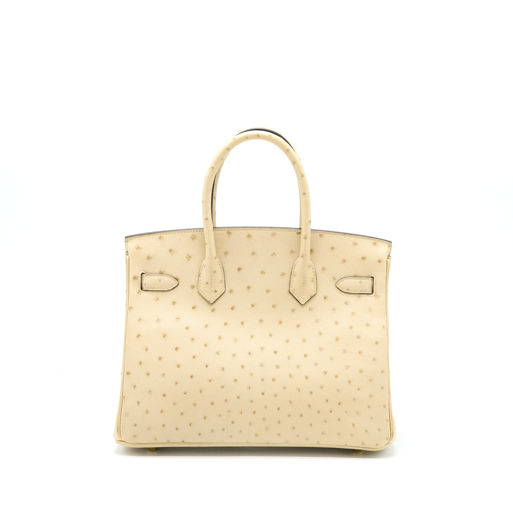 HERMES BIRKIN 30 OSTRICH 3C PARCHEMIN GHW
