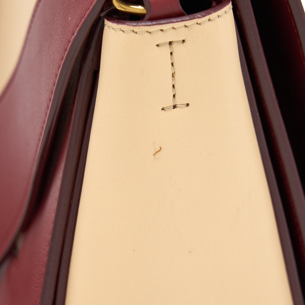 CELINE FRAME BAG DARK RED/LIGHT BEIGE GHW