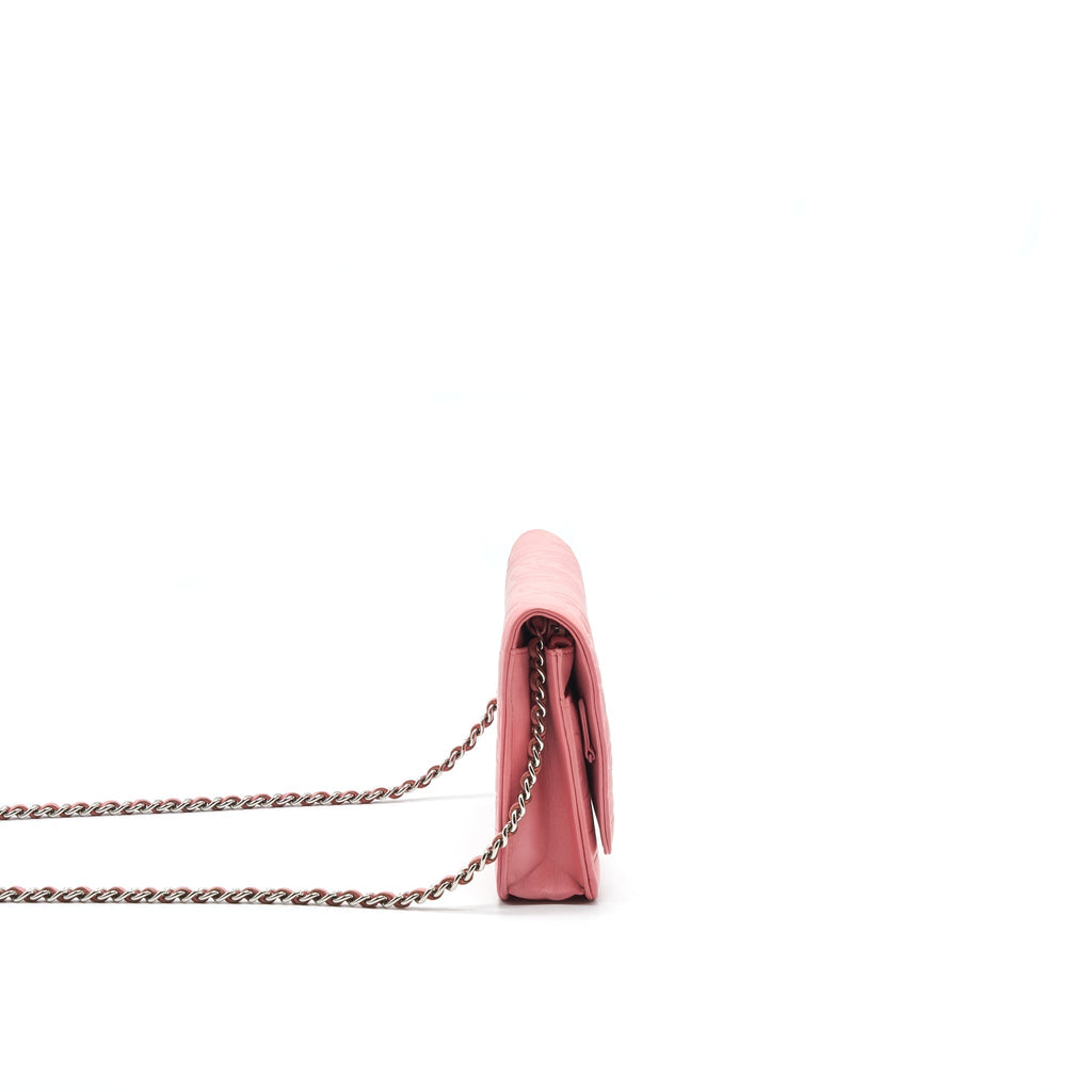 CHANEL CAMELIA WALLET ON CHAIN PINK SHW