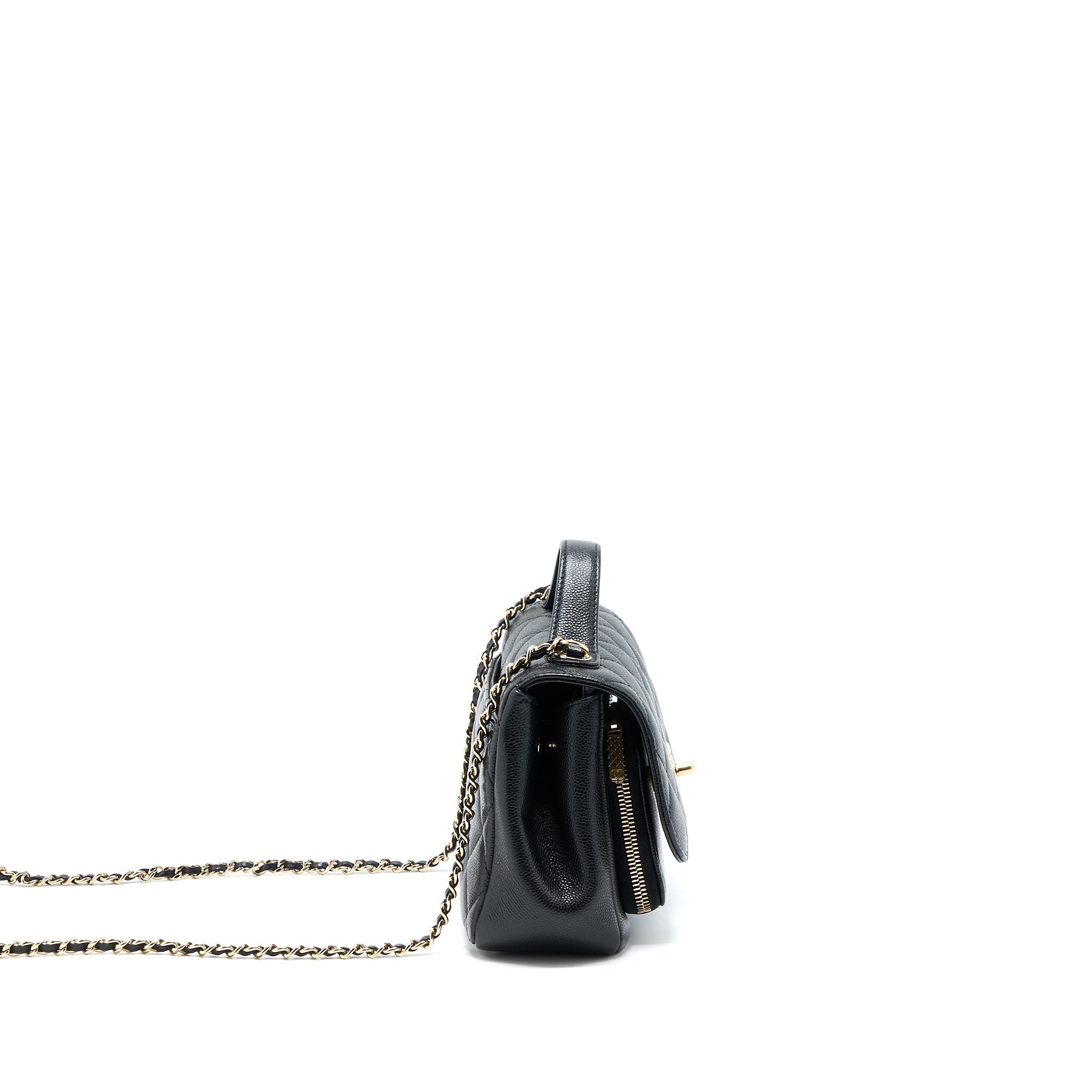 CHANEL SMALL BUSINESS AFFINITY CAVIAR BLACK LGHW (MICROCHIP)