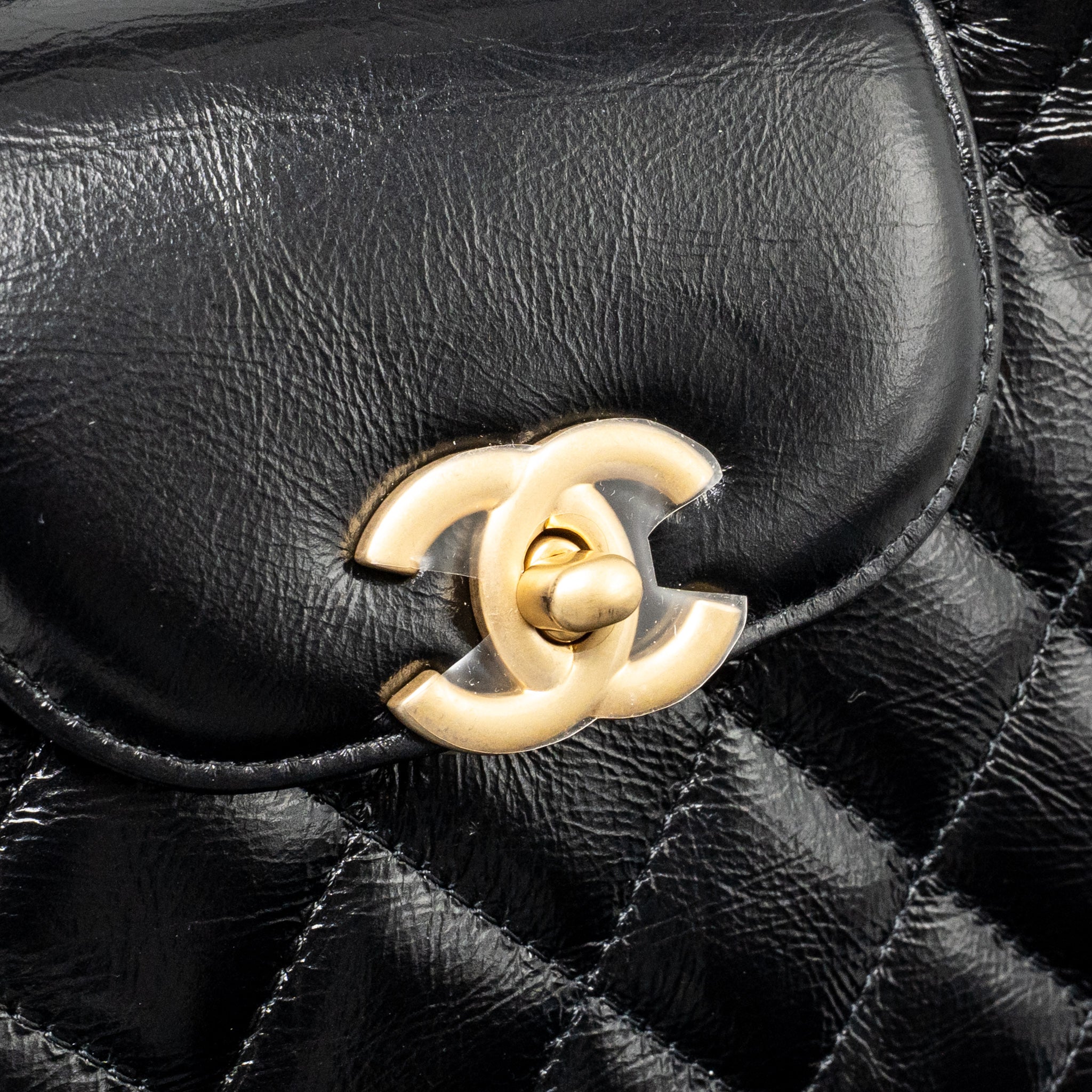 CHANEL MINI KELLY SHOPPING TOTE BAG CALFSKIN BLACK GHW (MICROCHIP)
