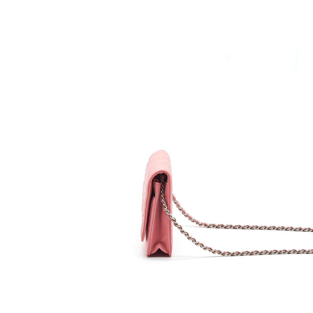 CHANEL CAMELIA WALLET ON CHAIN PINK SHW