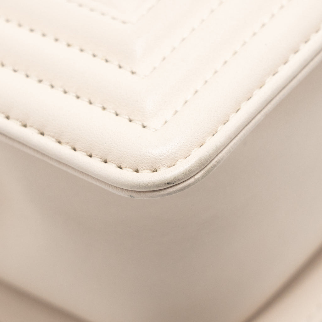 CHANEL SMALL BOY BAG LAMBSKIN CREAM WHITE GHW