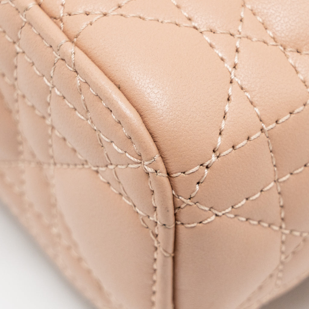 DIOR MICRO LADY DIOR VANITY CASE CANNAGE LAMBSKIN ROSE DES VENTS PINK LGHW