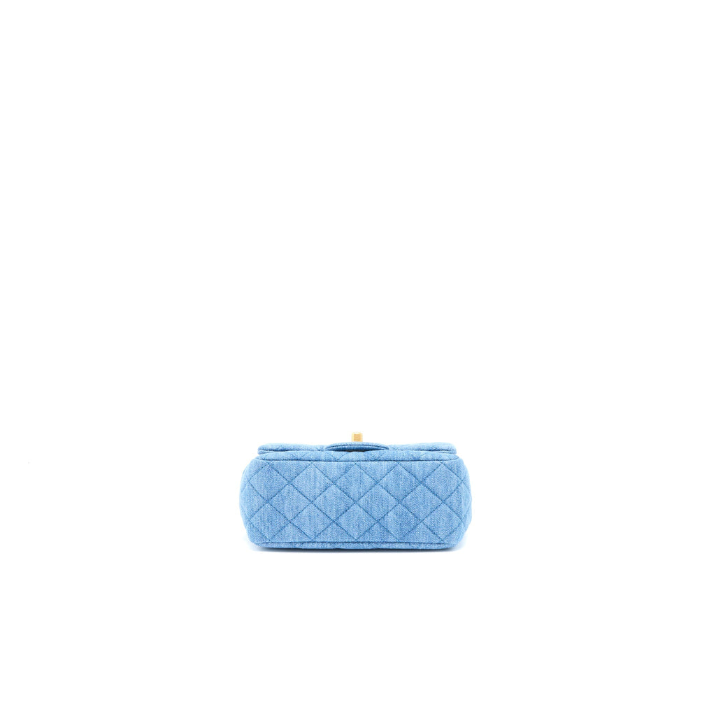 CHANEL PEARL CRUSH MINI SQUARE FLAP BAG DENIM GHW (MICROCHIP)