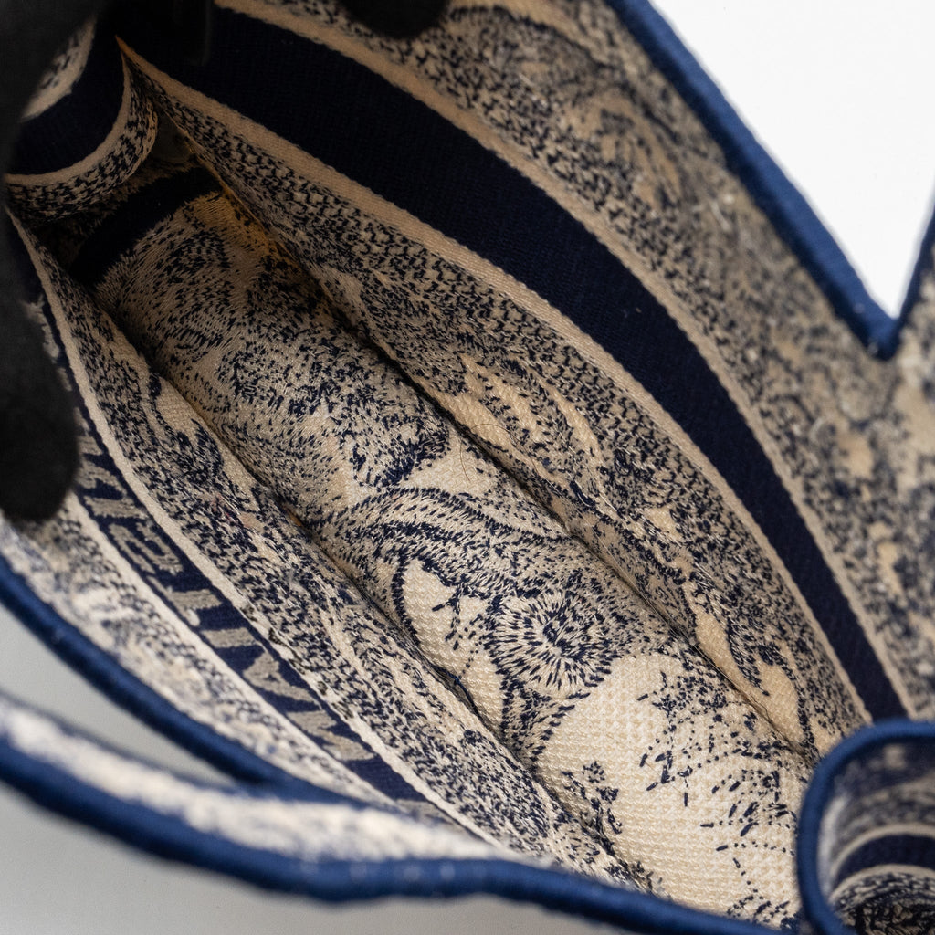 DIOR MINI BOOK TOTE LIMITED EDITION TOILE DE JOUY REVERSE EMBROIDERY
