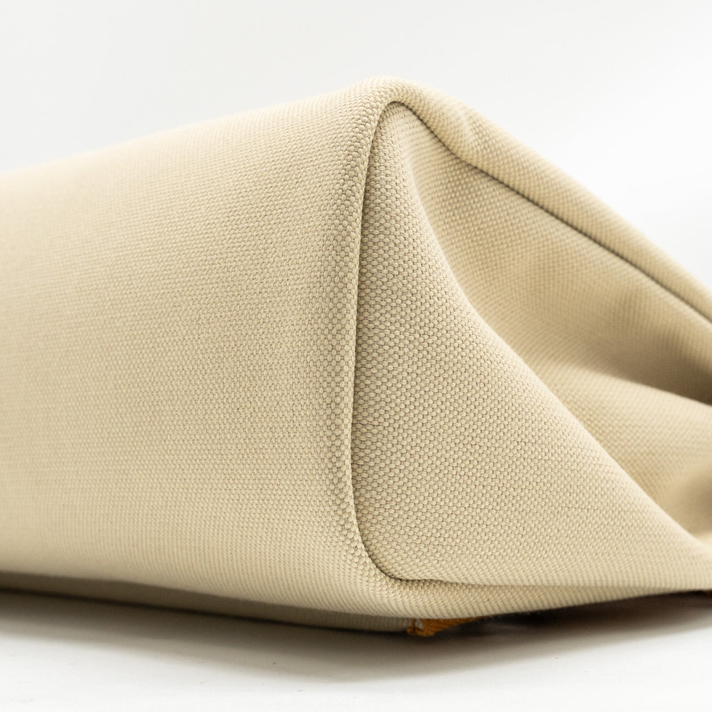 HERMES HERBAG 31 ZIP BAG CANVAS / HUNTER BETON / NATURAL SABLE GHW