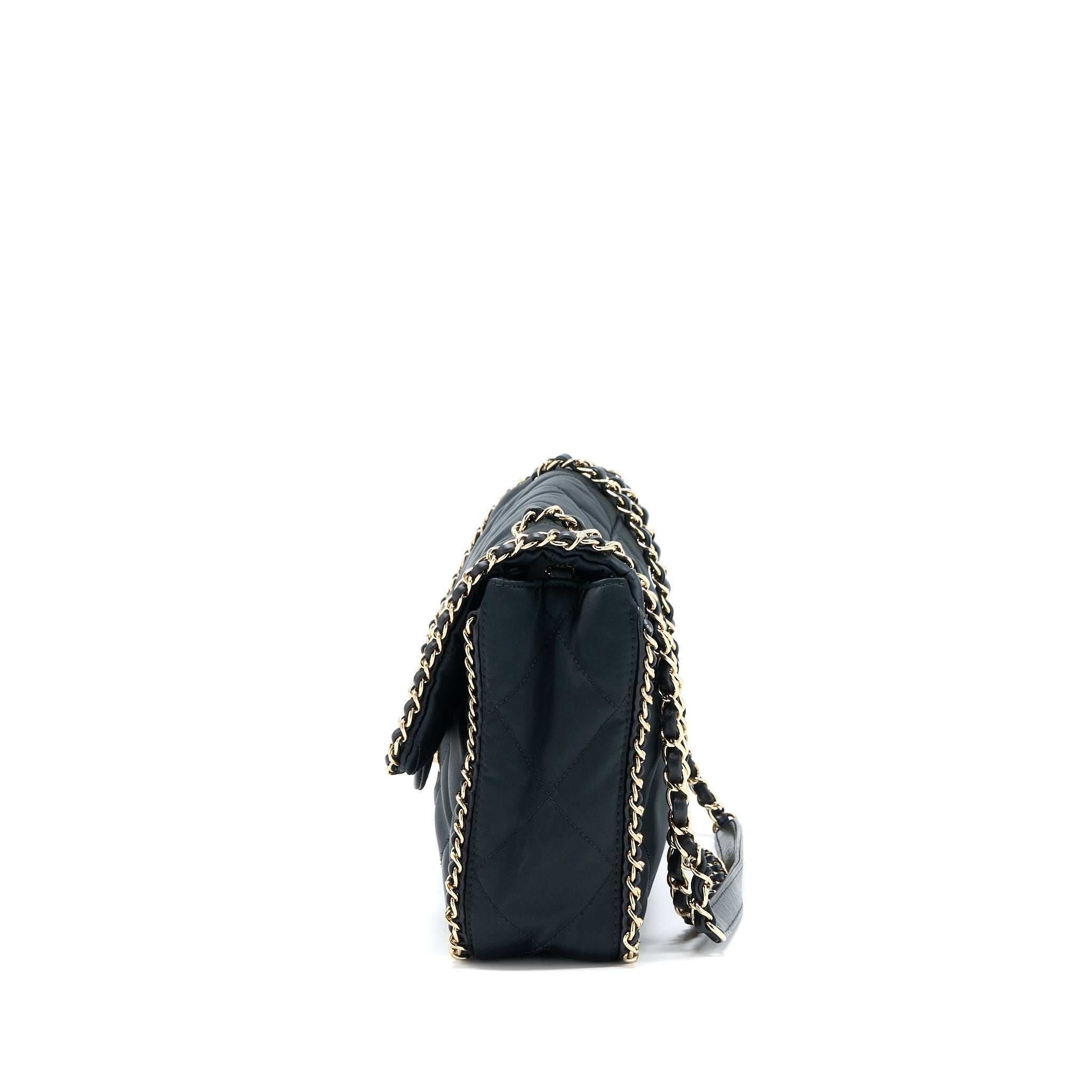 CHANEL SEASONAL FLAP BAG FABRIC BLACK GHW