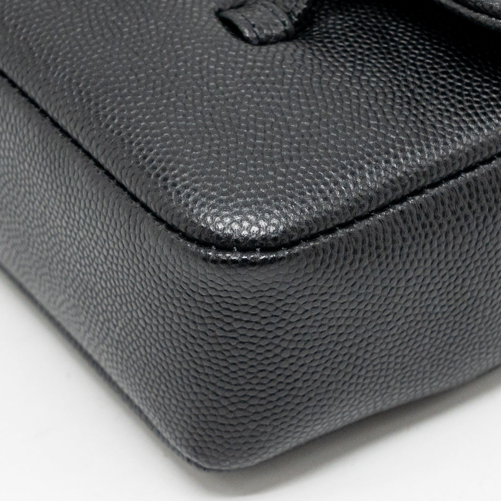 CHANEL 26P PREPPY COCO CLUTCH WITH LEATHER STRAP GRAINED SHINY CALFSKIN BLACK GHW (MICROCHIP)