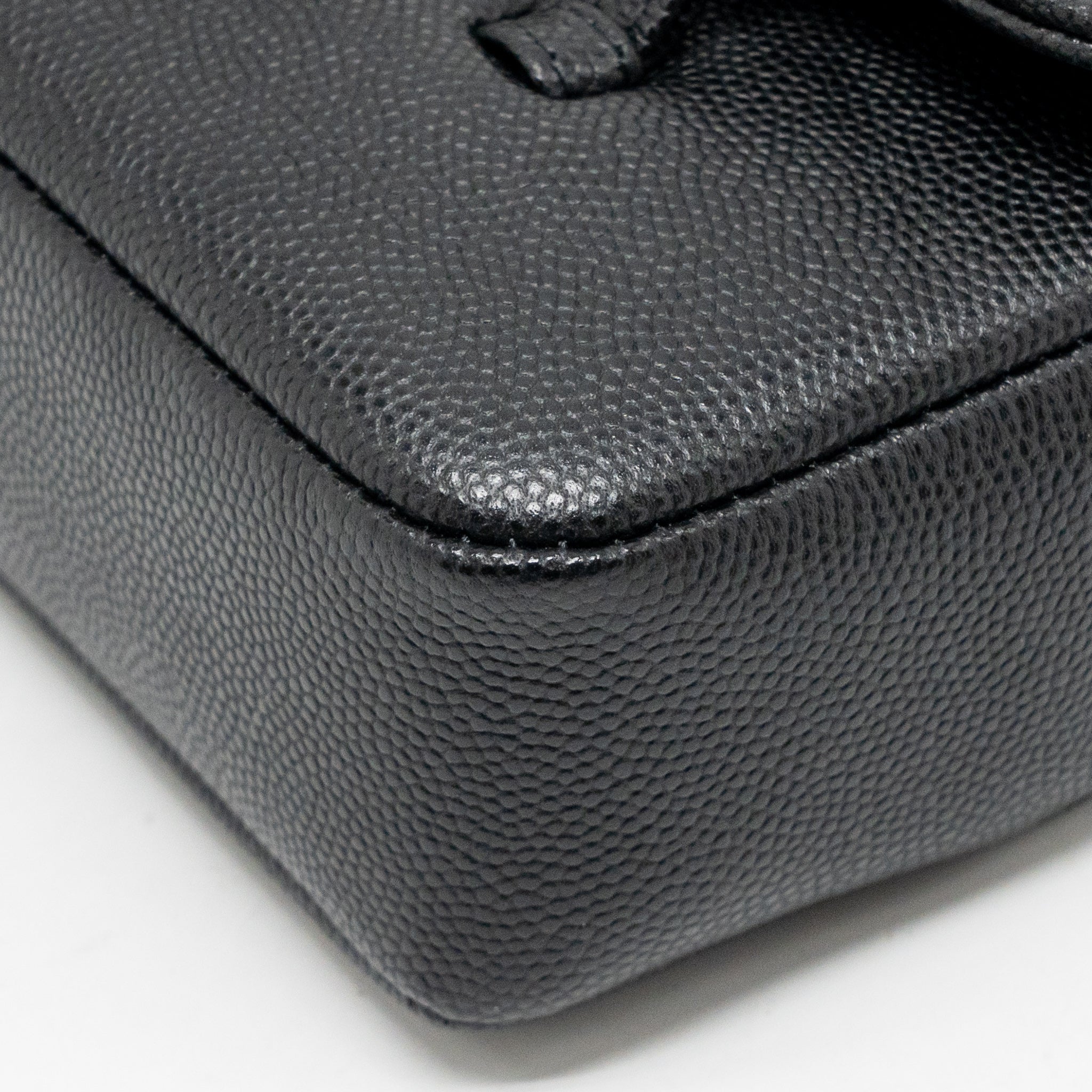 CHANEL 26P PREPPY COCO CLUTCH WITH LEATHER STRAP GRAINED SHINY CALFSKIN BLACK GHW (MICROCHIP)