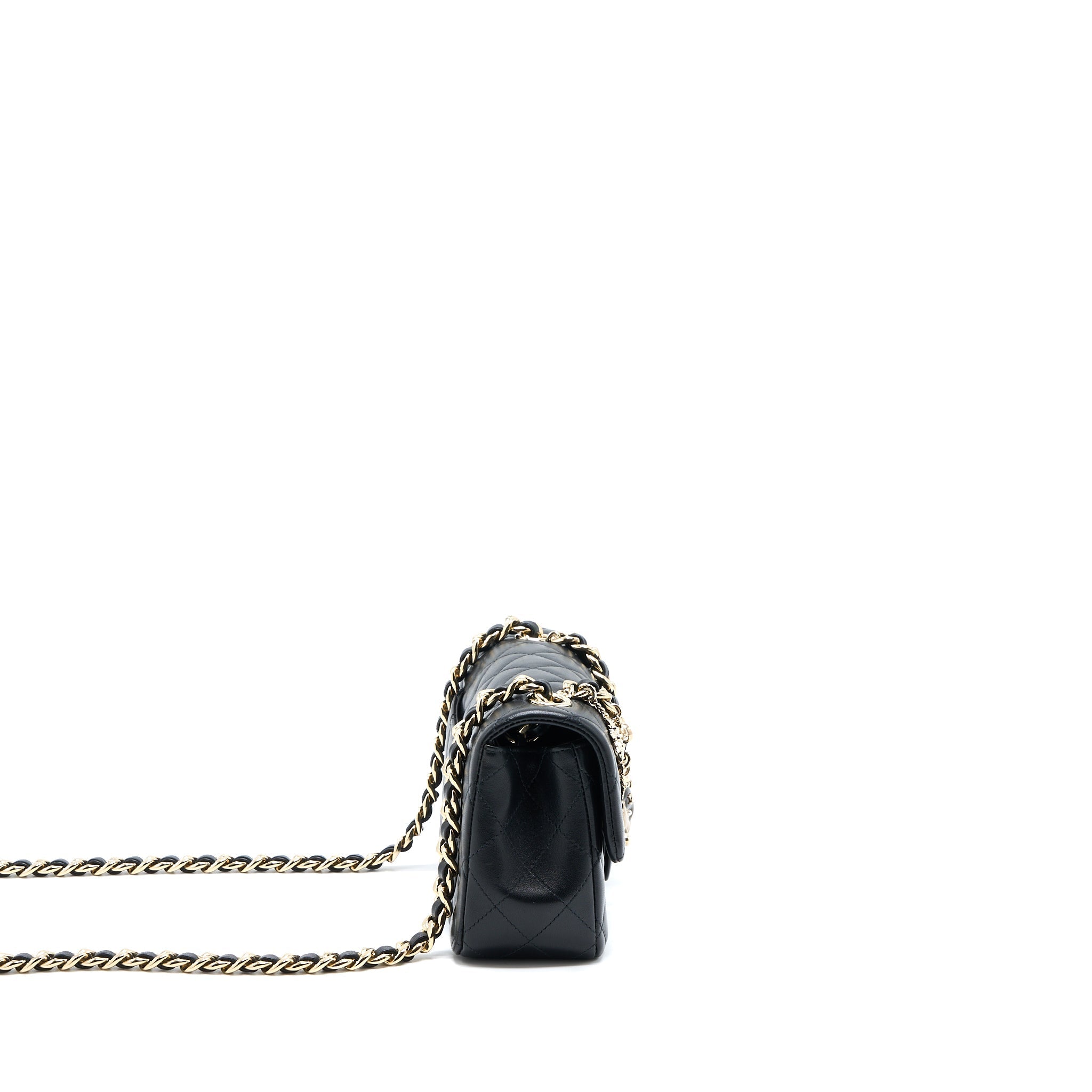 CHANEL MINI RECTANGULAR WITH COCO BAG CHARM LIMITED EDITION LAMBSKIN BLACK LGHW