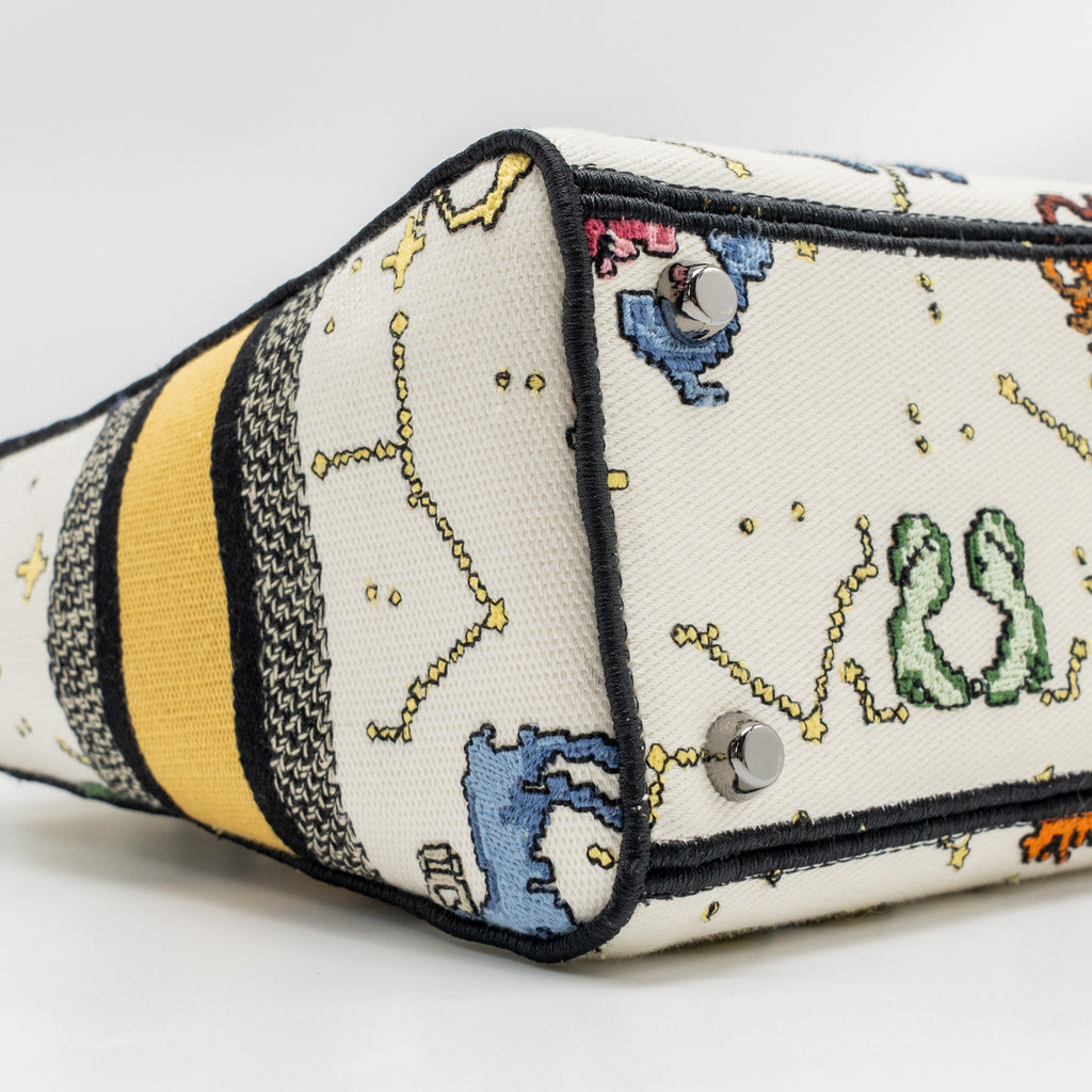 DIOR MEDIUM LADY D-LITE BAG PIXEL ZODIAC EMBROIDERY CANVAS MULTICOLOUR BLACK HARDWARE