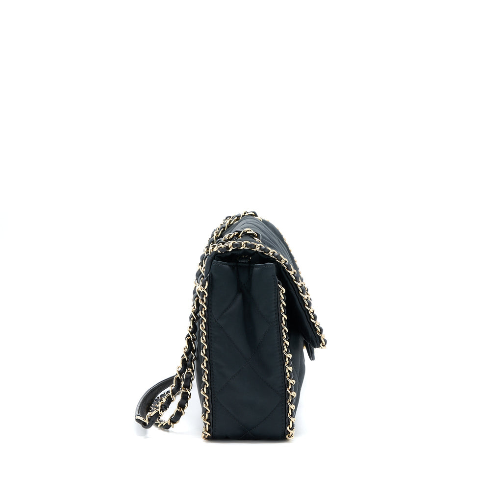 CHANEL SEASONAL FLAP BAG FABRIC BLACK GHW