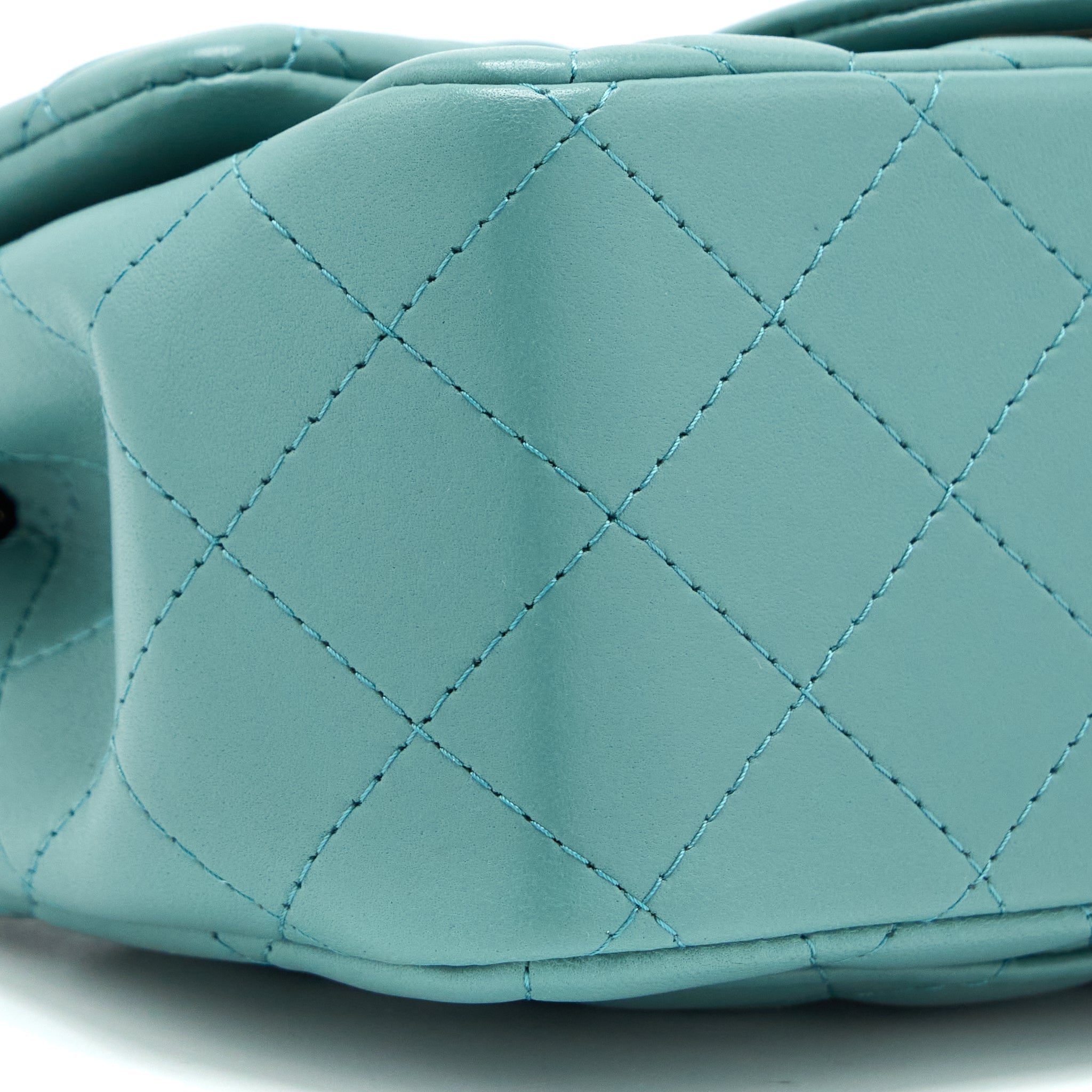 CHANEL MINI SQUARE FLAP BAG LAMBSKIN LIGHT GREEN LGHW (MICROCHIP)