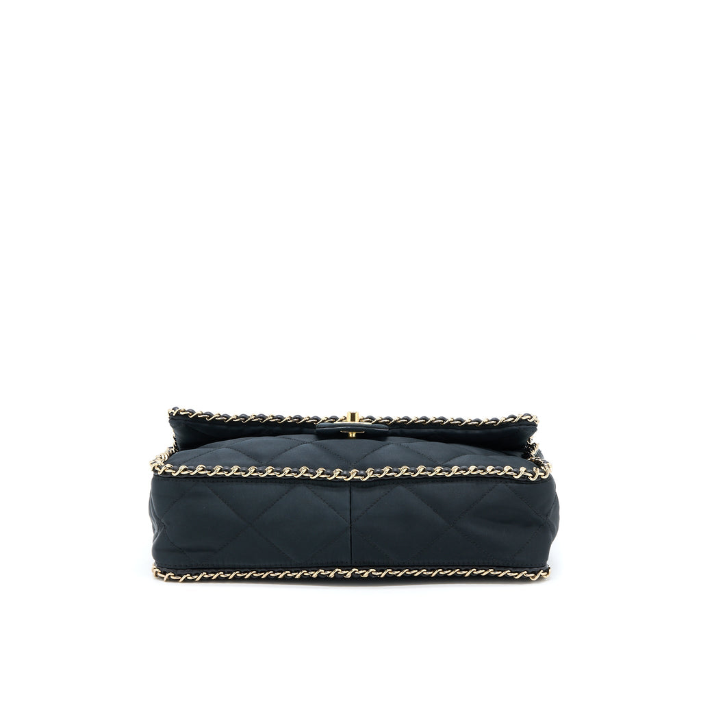 CHANEL SEASONAL FLAP BAG FABRIC BLACK GHW