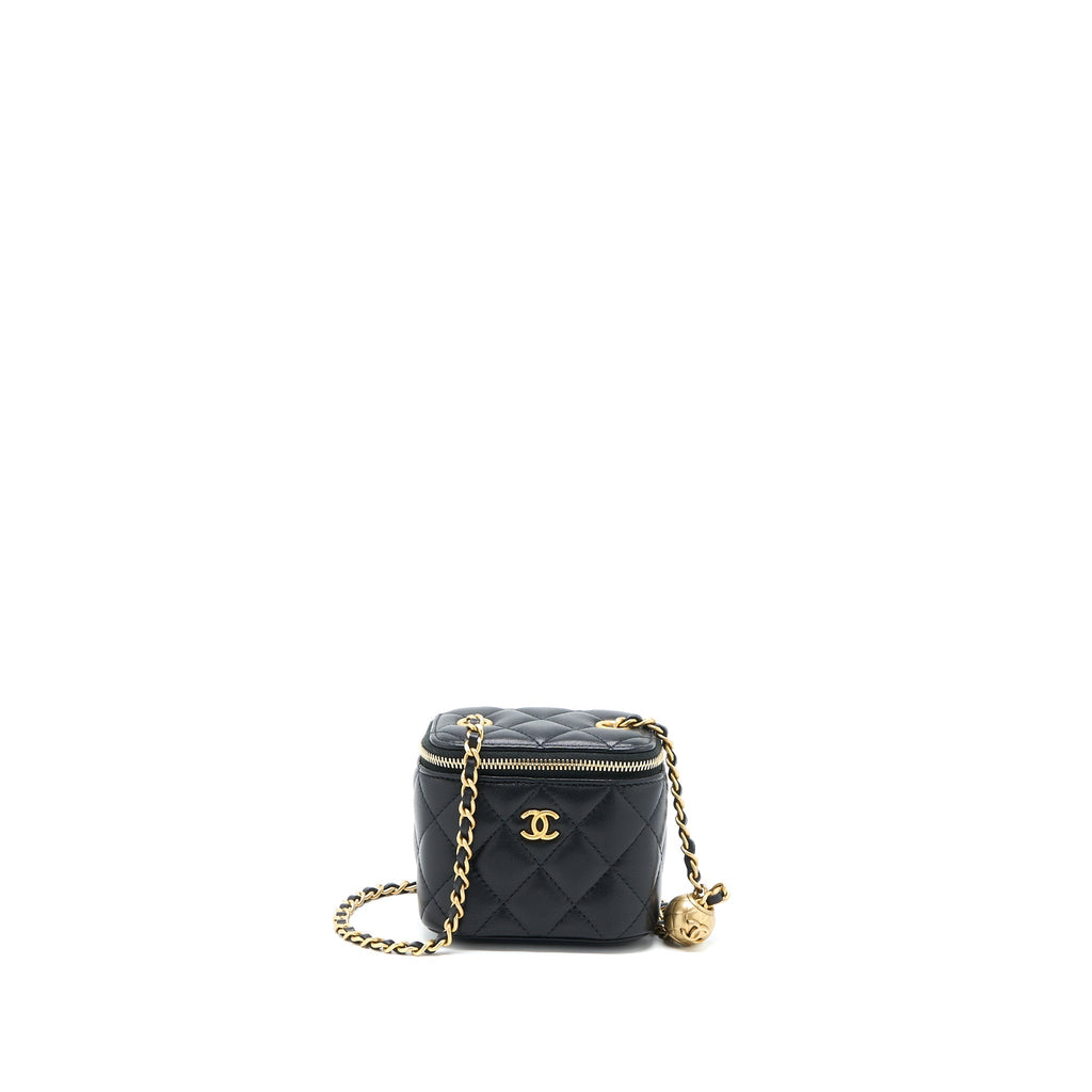 CHANEL PEARL CRUSH MINI VANITY LAMBSKIN BLACK GHW
