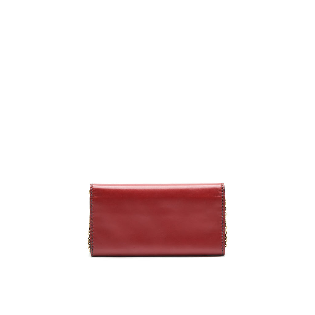 DIOR J'ADIOR SMALL LONG WALLET ON CHAIN RED WITH GHW