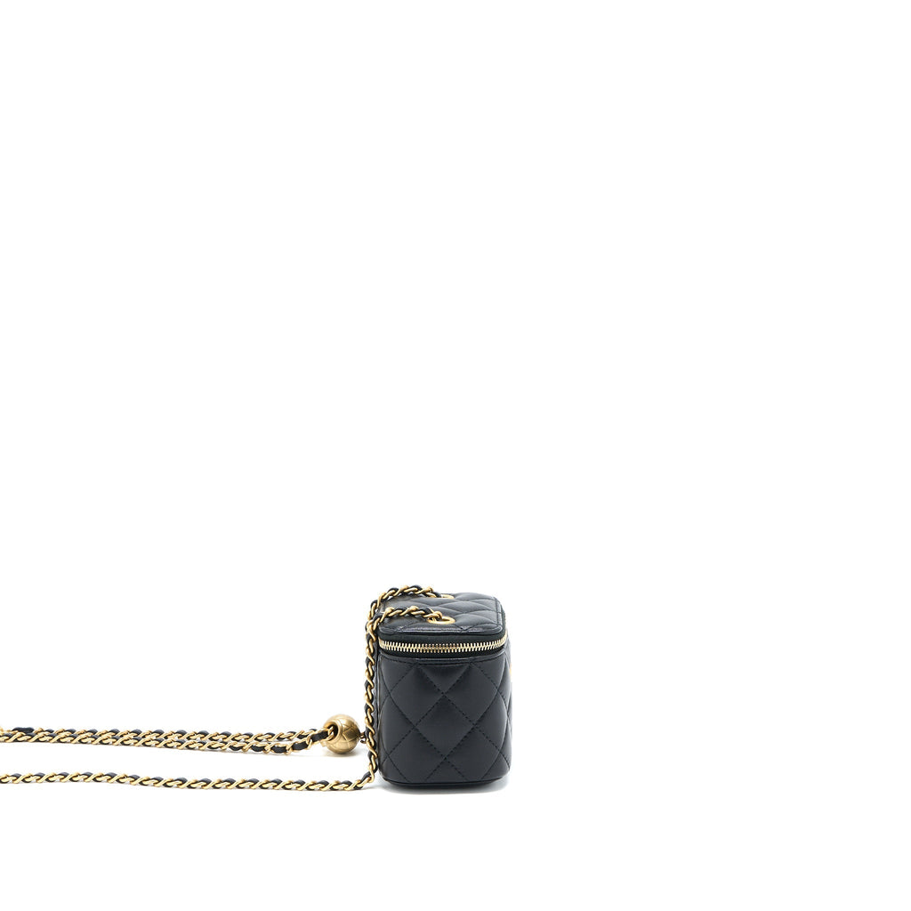 CHANEL PEARL CRUSH MINI VANITY LAMBSKIN BLACK GHW