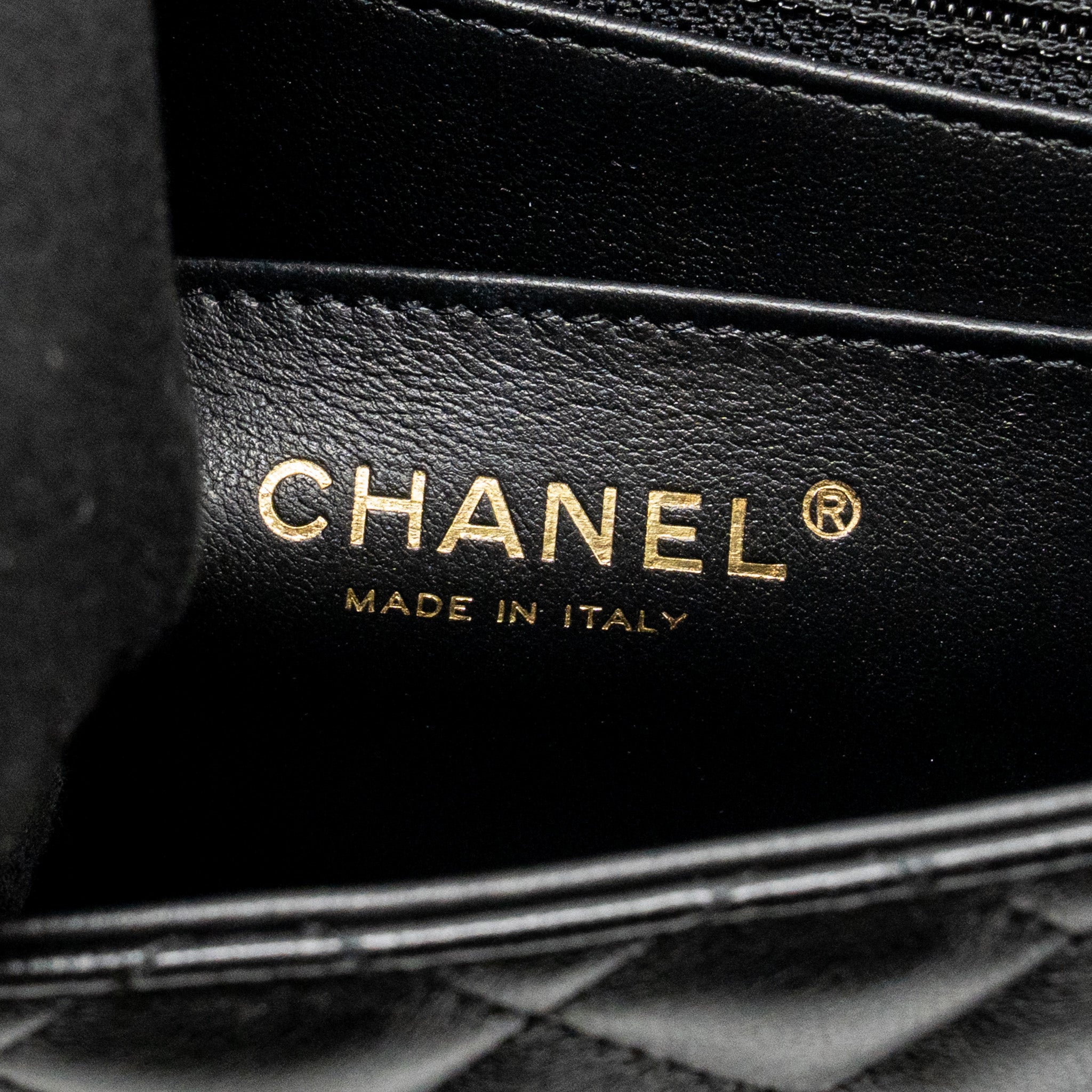 CHANEL 23A CRYSTAL TOP HANDLE FLAP BAG SHINY LAMBSKIN BLACK LGHW(MICROCHIP)
