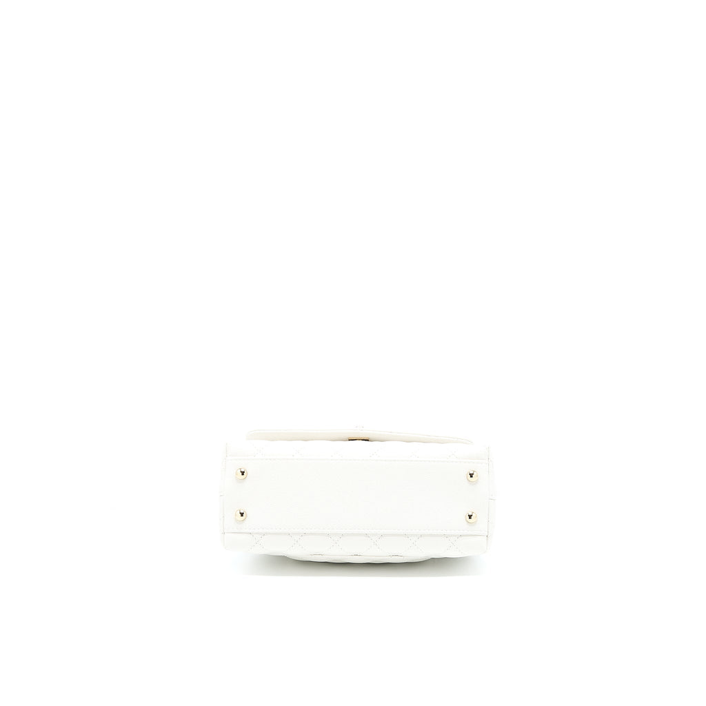 CHANEL SMALL COCO HANDLE CAVIAR WHITE LGHW (MICROCHIP)