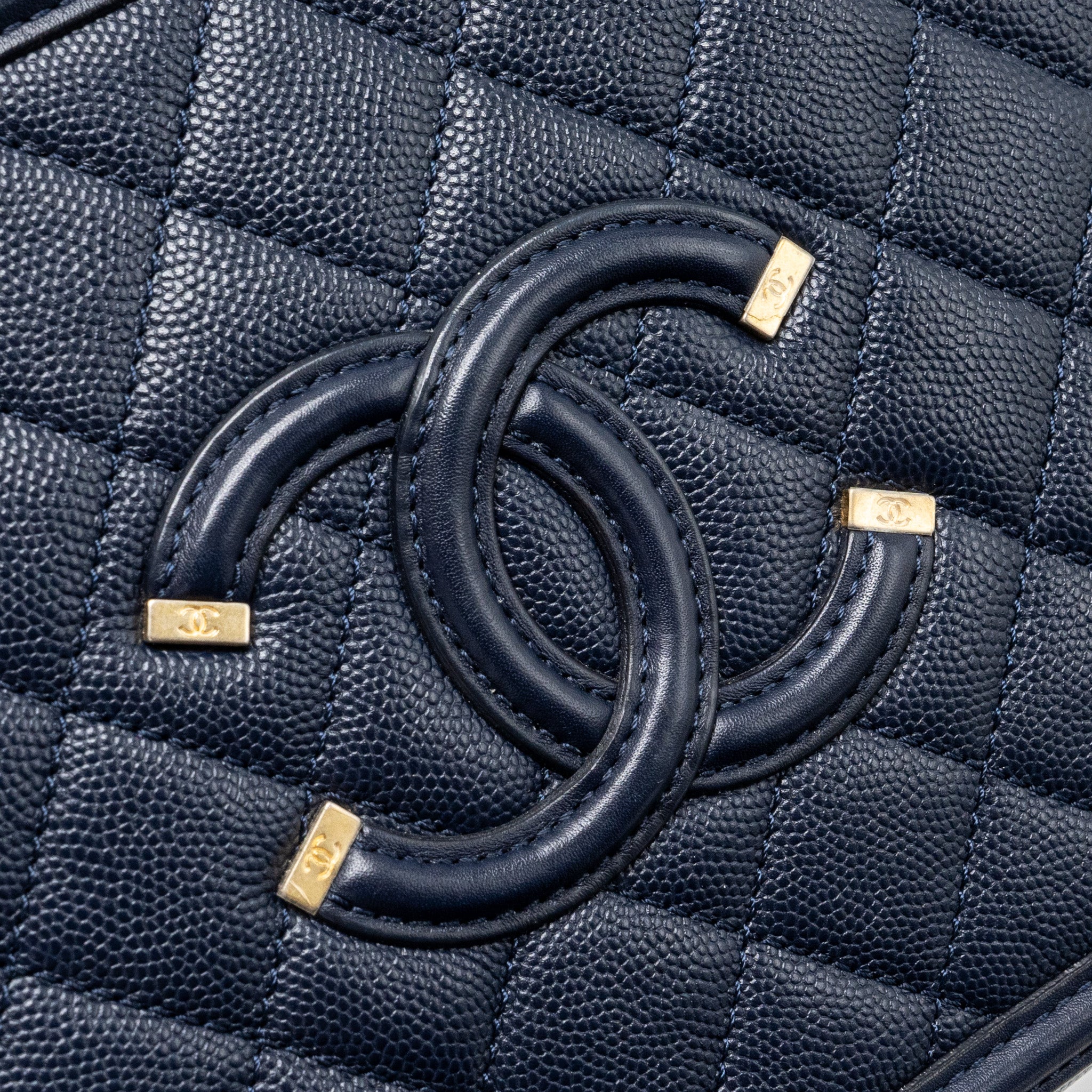 CHANEL FILIGREE CAMERA BAG CAVIAR DARK BLUE GHW