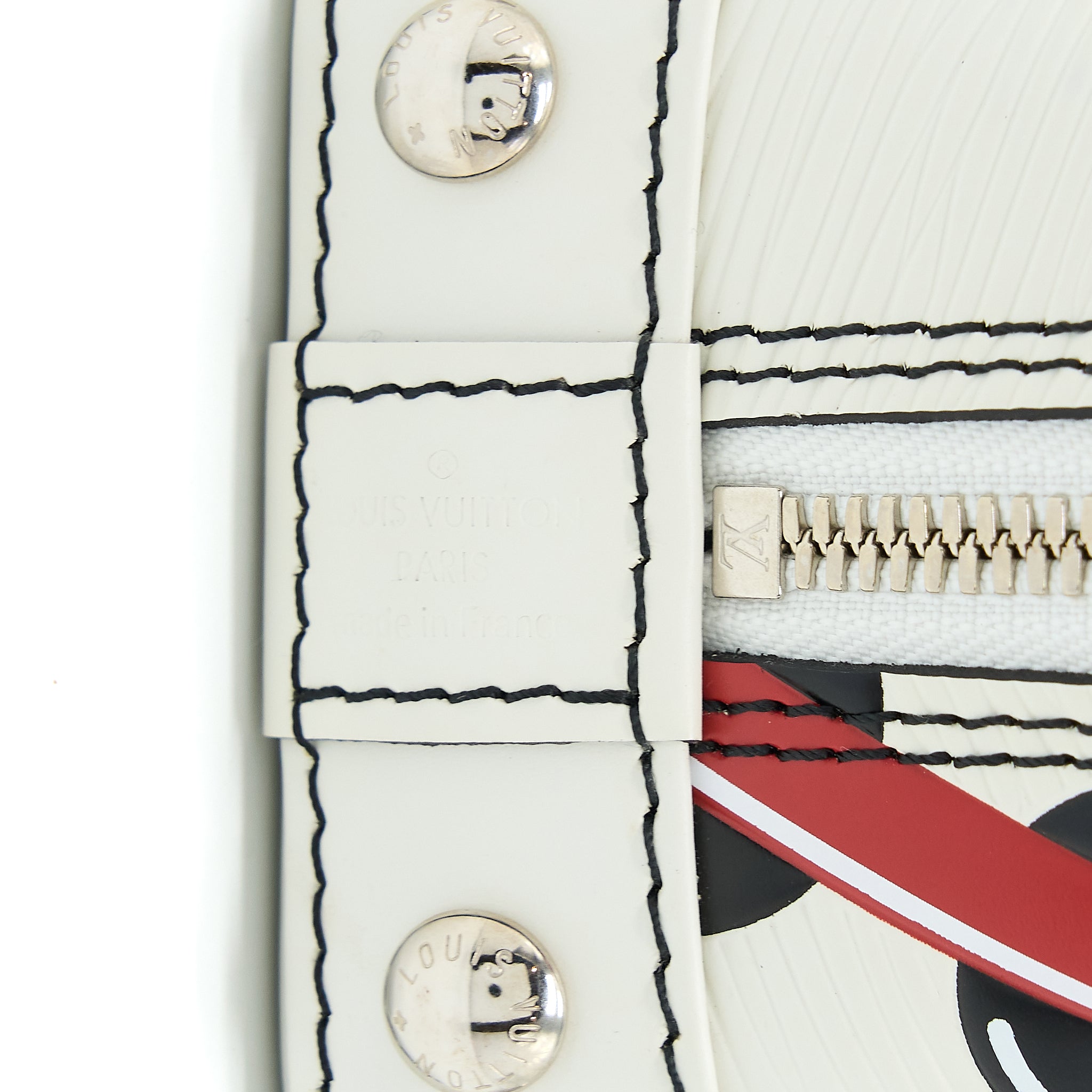 LOUIS VUITTON ALMA BB EN CUIR OCCASION EPI WHITE / BLACK WITH SHW