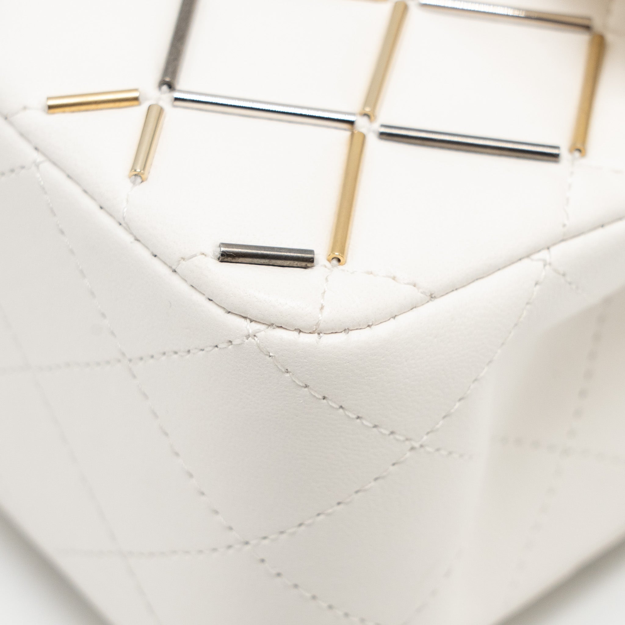CHANEL BICOLOR METAL SMALL CLASSIC DOUBLE FLAP BAG LAMBSKIN WHITE MULITCOLOUR HARDWARE