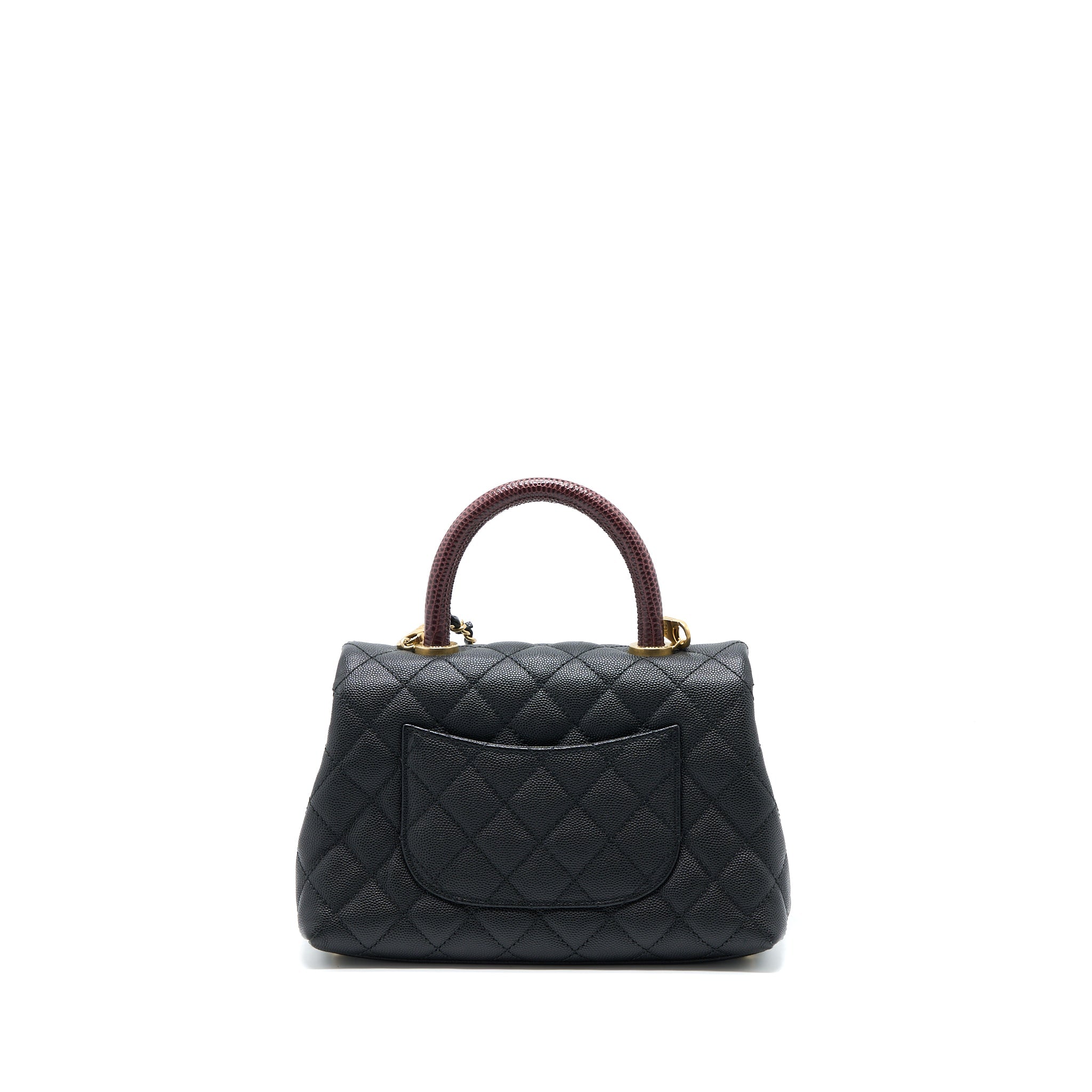 CHANEL SMALL COCO HANDLE CAVIAR WITH LIZARD HANDLE BLACK GHW